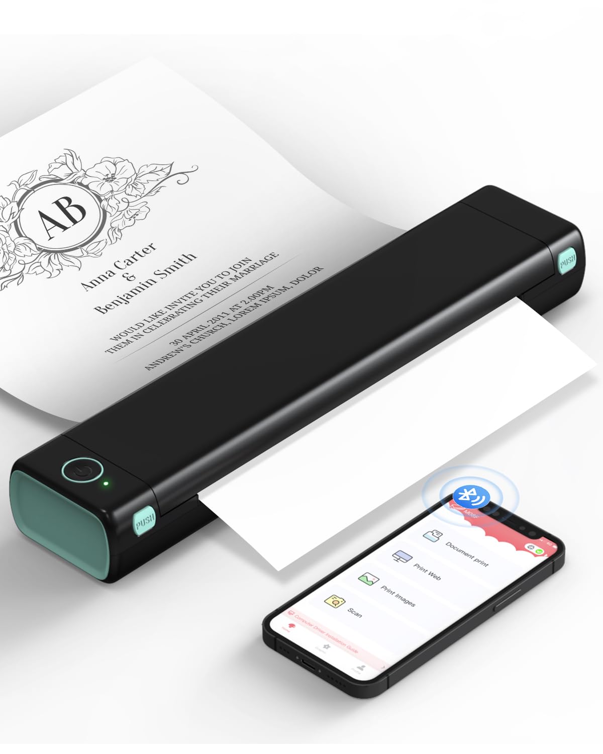 Phomemo M08F Wireless Portable Bluetooth Thermal Printer - Compact No-Ink Printer for Travel & Office, Supports 8.5