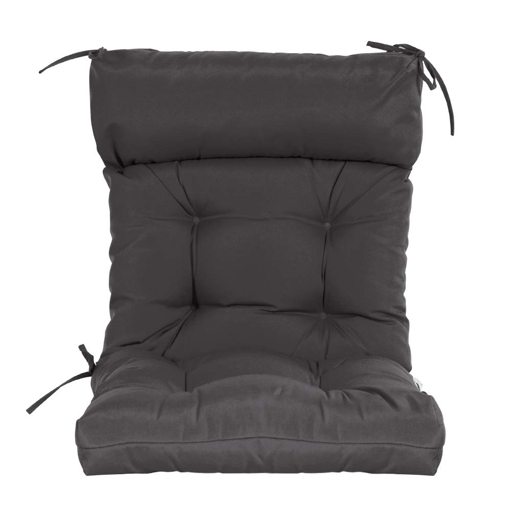 QILLOWAY High Back Chair Cushions - 4 Pack Tufted Indoor/Outdoor Replacement Cushions, Dark Grey - Perfect for Patio Furniture, Dining Chairs, and Lounge Seating