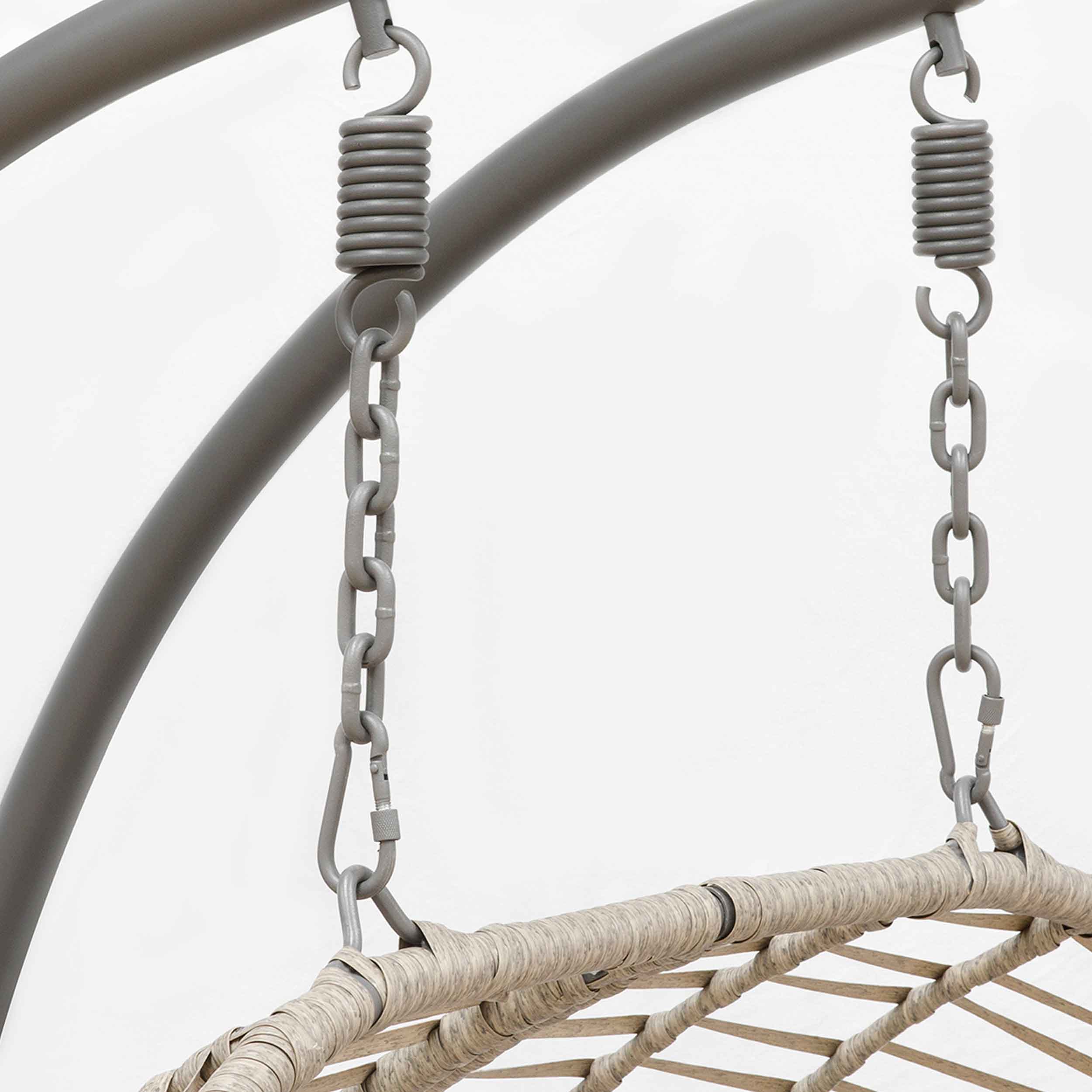 Egg Hanging Double Swing Chair - Wicker Rattan Basket with Sturdy Steel Frame - Perfect for Patio, Garden, and Backyard Relaxation