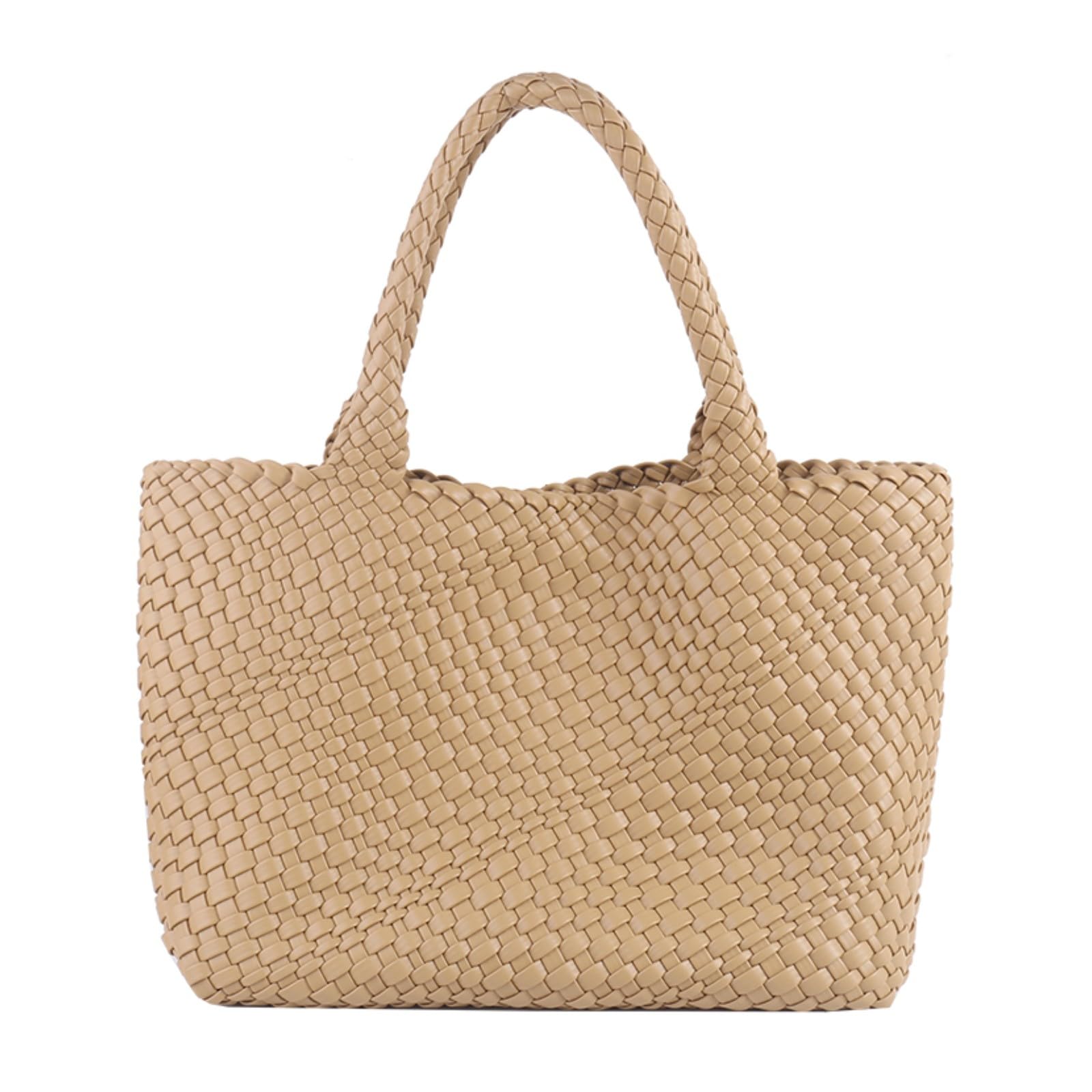 Vegan Leather Woven Tote Bag for Women - Large Handwoven Shoulder Bag & Purse Shopper - Perfect for Work, Travel, and Daily Use