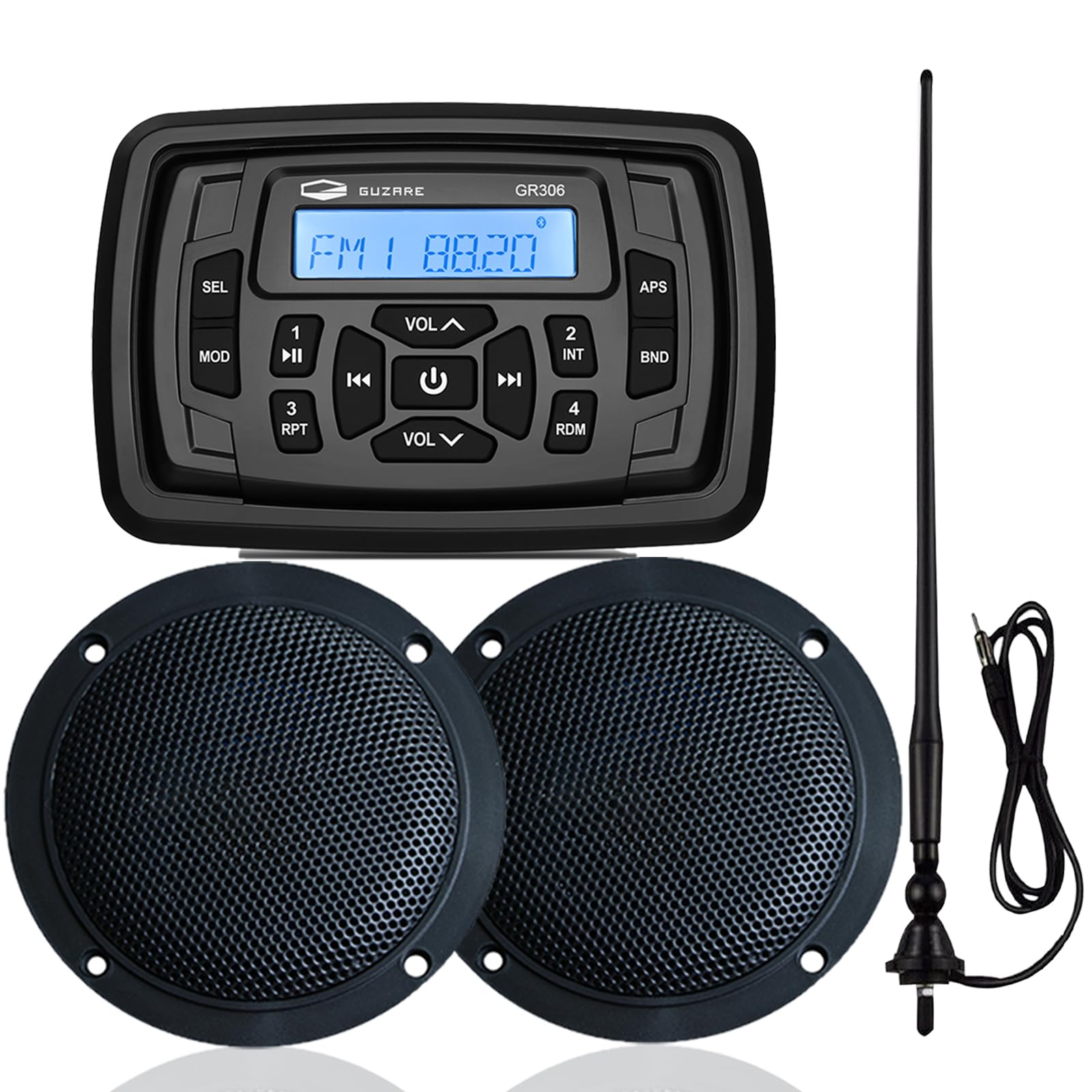 HASDA Waterproof Marine Bluetooth Radio - Digital Audio System Receiver with FM/AM Radio, Boat Speakers & Antenna for Boats, Cars, ATV, UTV, RV | Perfect for Outdoor Adventures, Fishing Trips & Road Trips