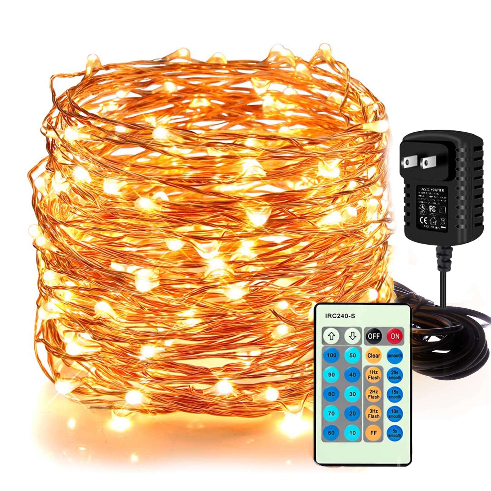 Moobibear 66ft 200 LED Dimmable Fairy String Lights - Warm White Copper Wire Starry Lights with Remote Control for Indoor Outdoor Use | Perfect for Garden, Room, Patio, Party, Valentine's Day & Christmas Decorations