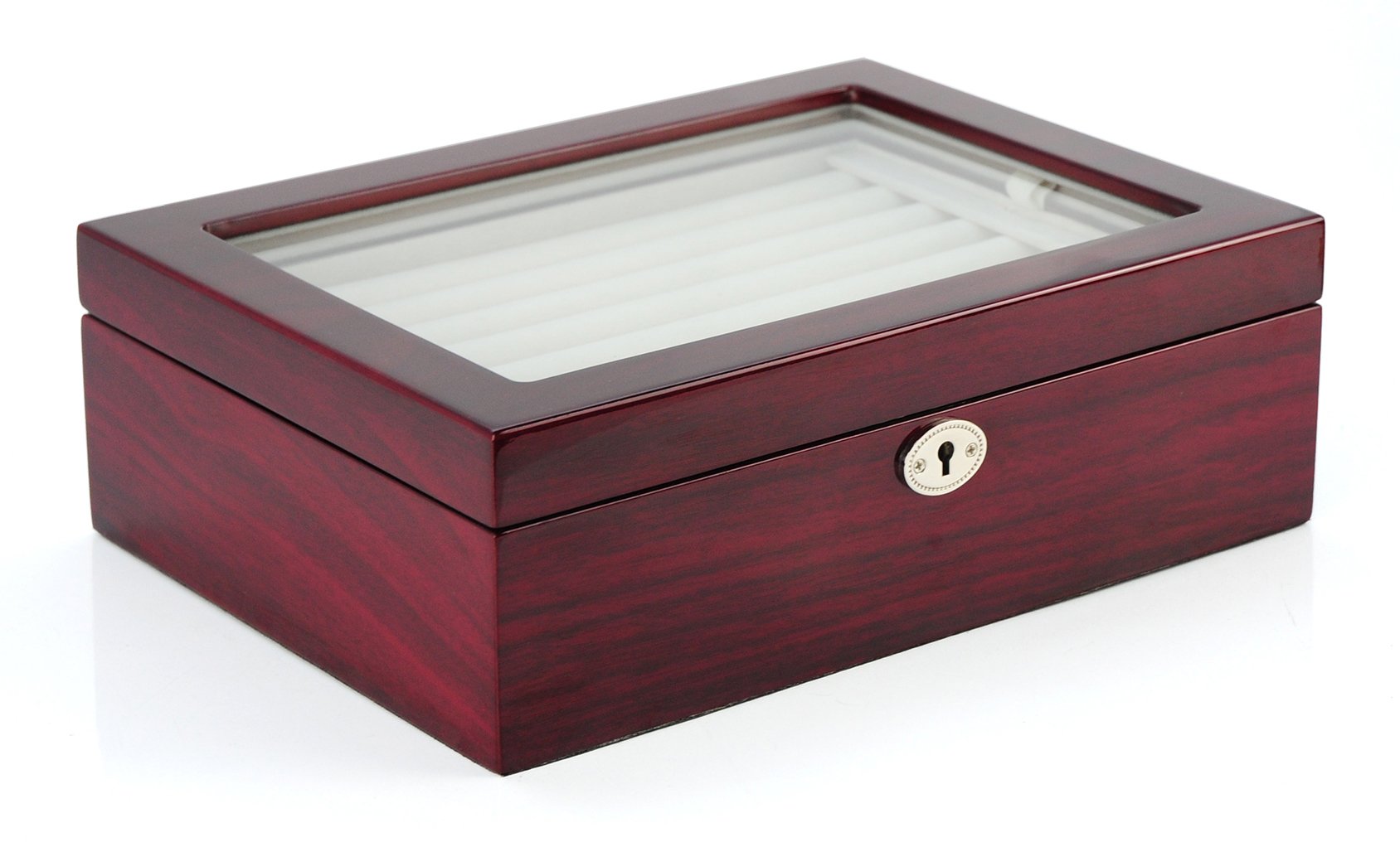 Luxury Mahogany Double-Decker Jewelry Cufflinks Collector's Storage Box - Elegant Presentation Case for Men's Accessories | Perfect Gift for Weddings, Anniversaries & Formal Events