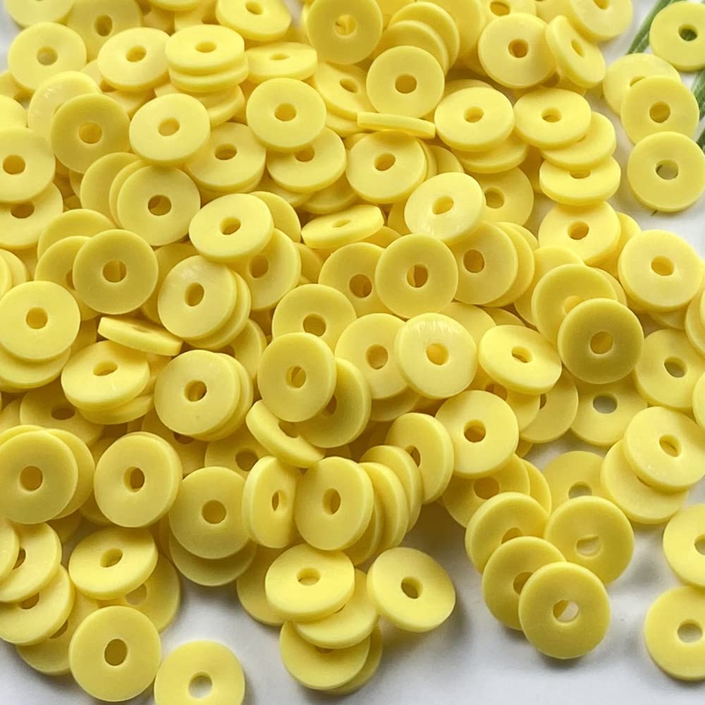 Honkoolly 4000-Piece Yellow Polymer Clay Heishi Beads - 6mm DIY Jewelry Making Kit for Bracelets, Necklaces & Earrings - Perfect for Crafting, Gift Making & Boho Accessories
