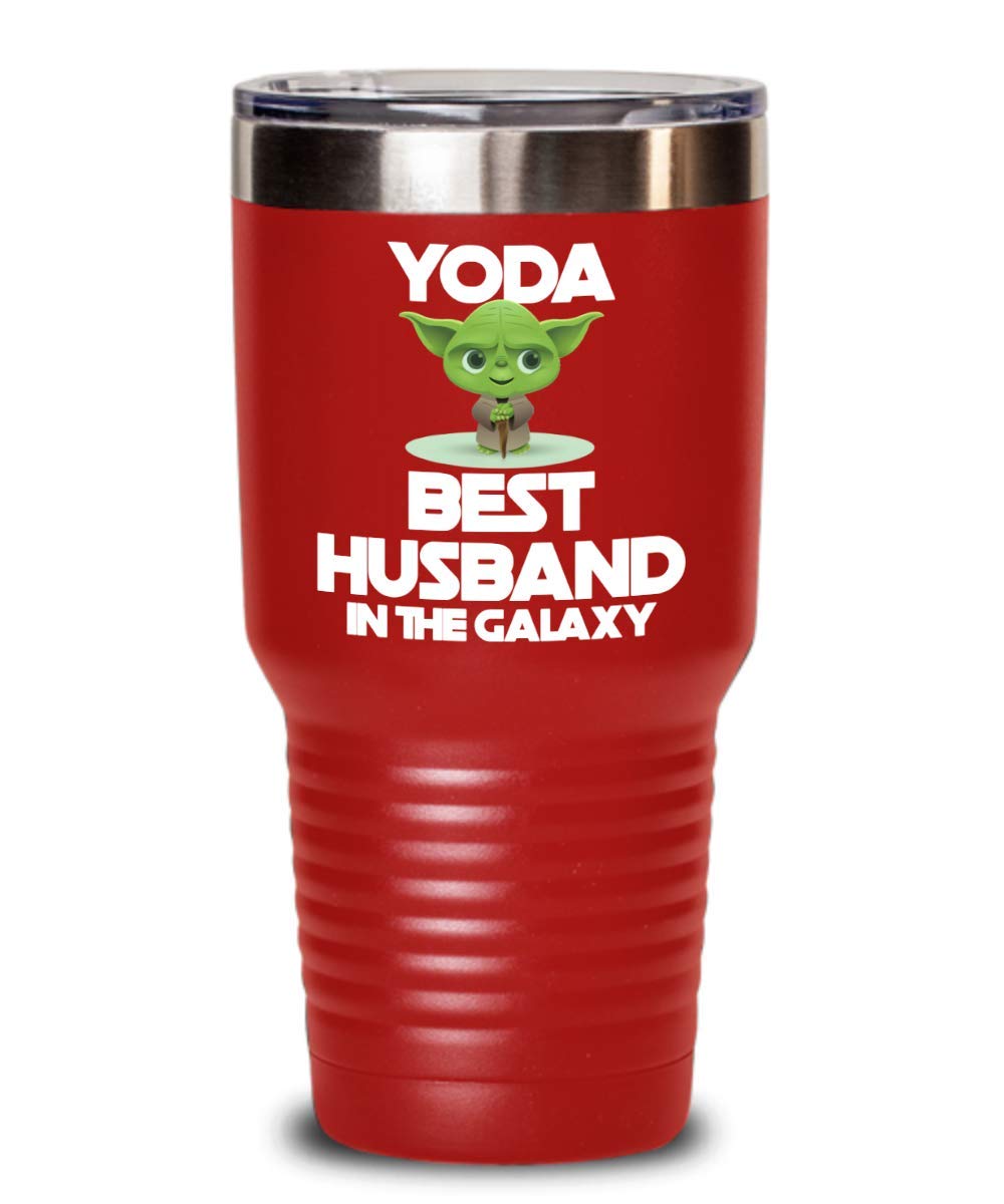 Funny Yoda Coffee Mug - Best in the Galaxy Husband Tumbler - Insulated Tea Cup with Lid - Perfect Gag Gift for Men's Birthday & Anniversary - Great for Office, Home Use & Star Wars Fans