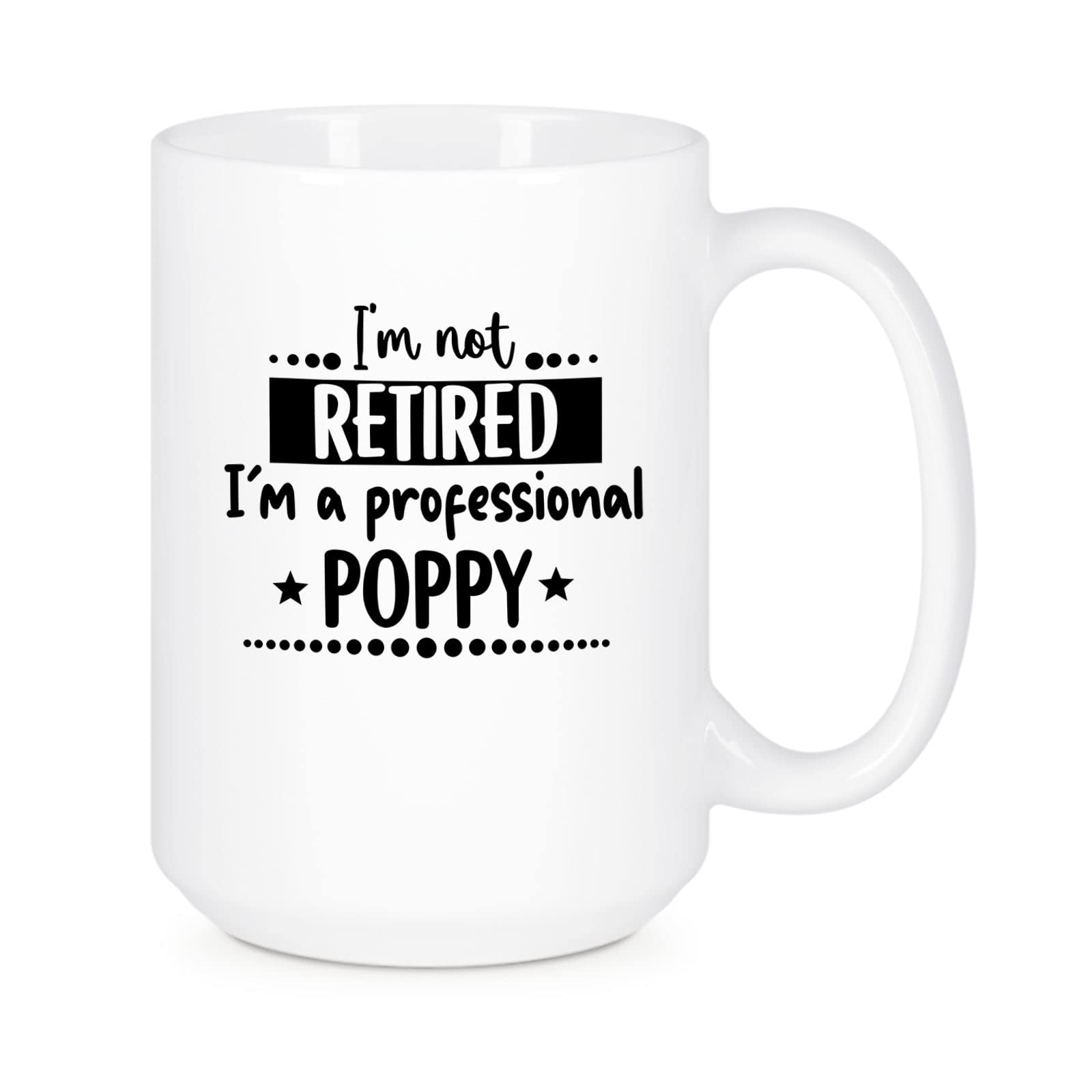 Professional Poppy Coffee Mug - Unique 11oz & 15oz White Poppy Tea Cup - Customizable Gift for Grandpa & Veterans - Perfect for Morning Coffee, Tea Time & Retirement Celebrations