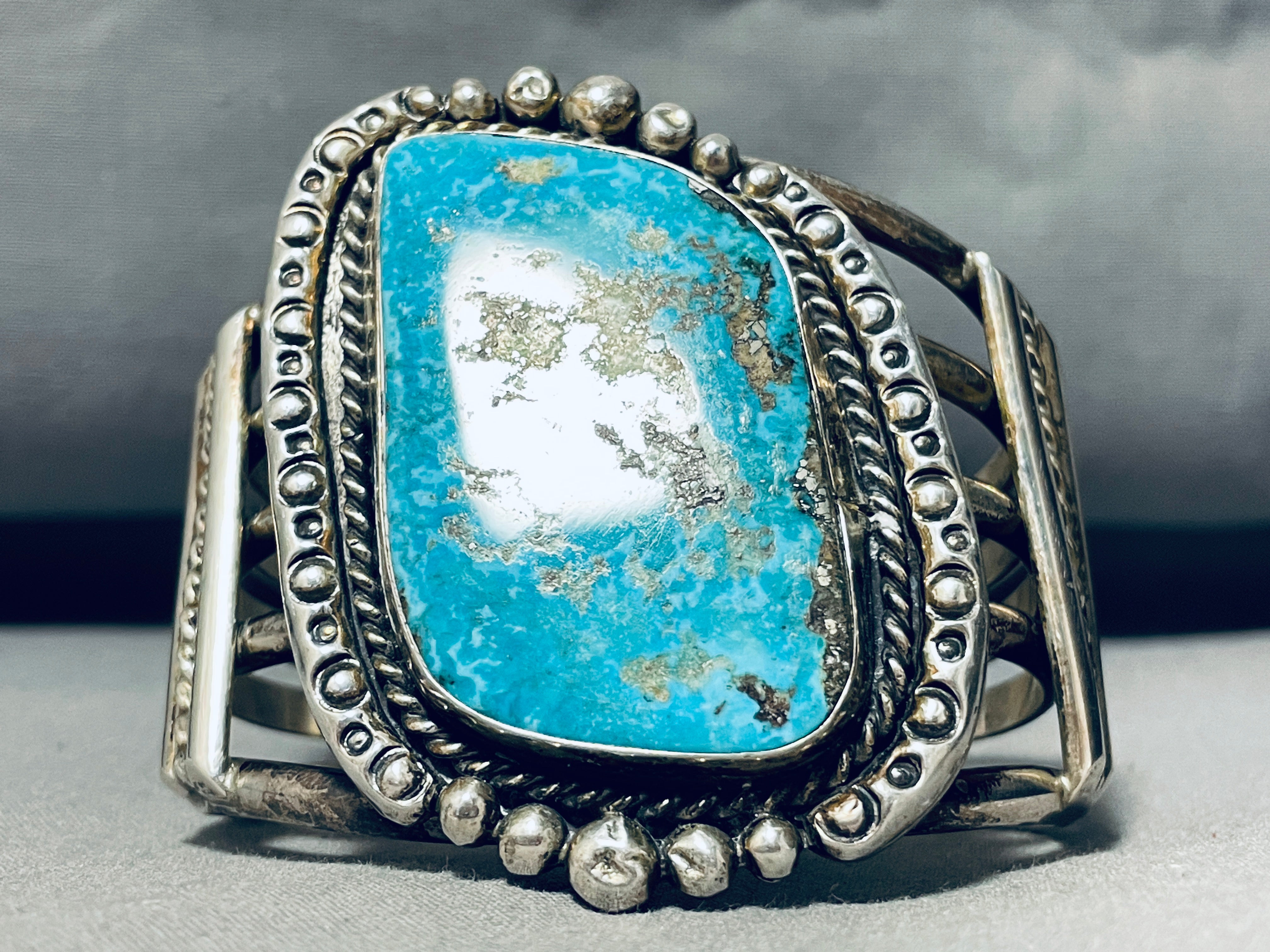 Authentic Navajo Sterling Silver Turquoise Bracelet - 106g Vintage Handmade Jewelry for Women - Perfect for Boho Fashion, Gift Giving & Special Occasions