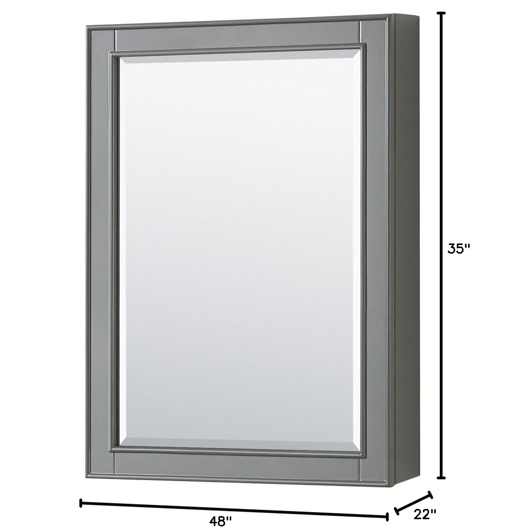 Wyndham Collection Deborah 48 Inch Single Bathroom Vanity - Dark Gray with White Cultured Marble Countertop, Undermount Square Sink & Matte Black Trim | Modern Medicine Cabinet for Small Bathrooms, Powder Rooms & Guest Suites