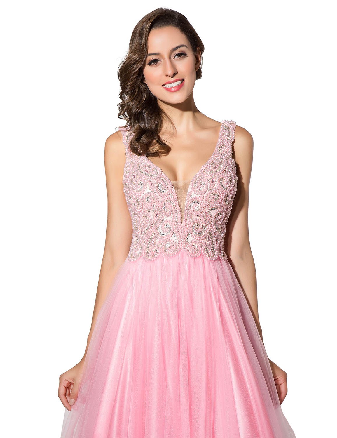 Sarahbridal Women's Long Beaded Pearl Prom Evening Dresses 2022 - Elegant Wedding Party Ball Gowns for Homecoming, Quinceañera & Formal Events
