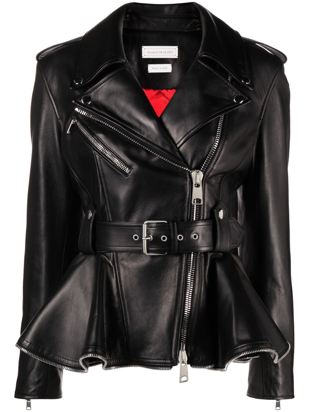 Alexander McQueen Black Leather Jacket for Men & Women | Stylish Designer Outerwear for Fall & Winter Fashion | Perfect for Parties, Dates & Night Out