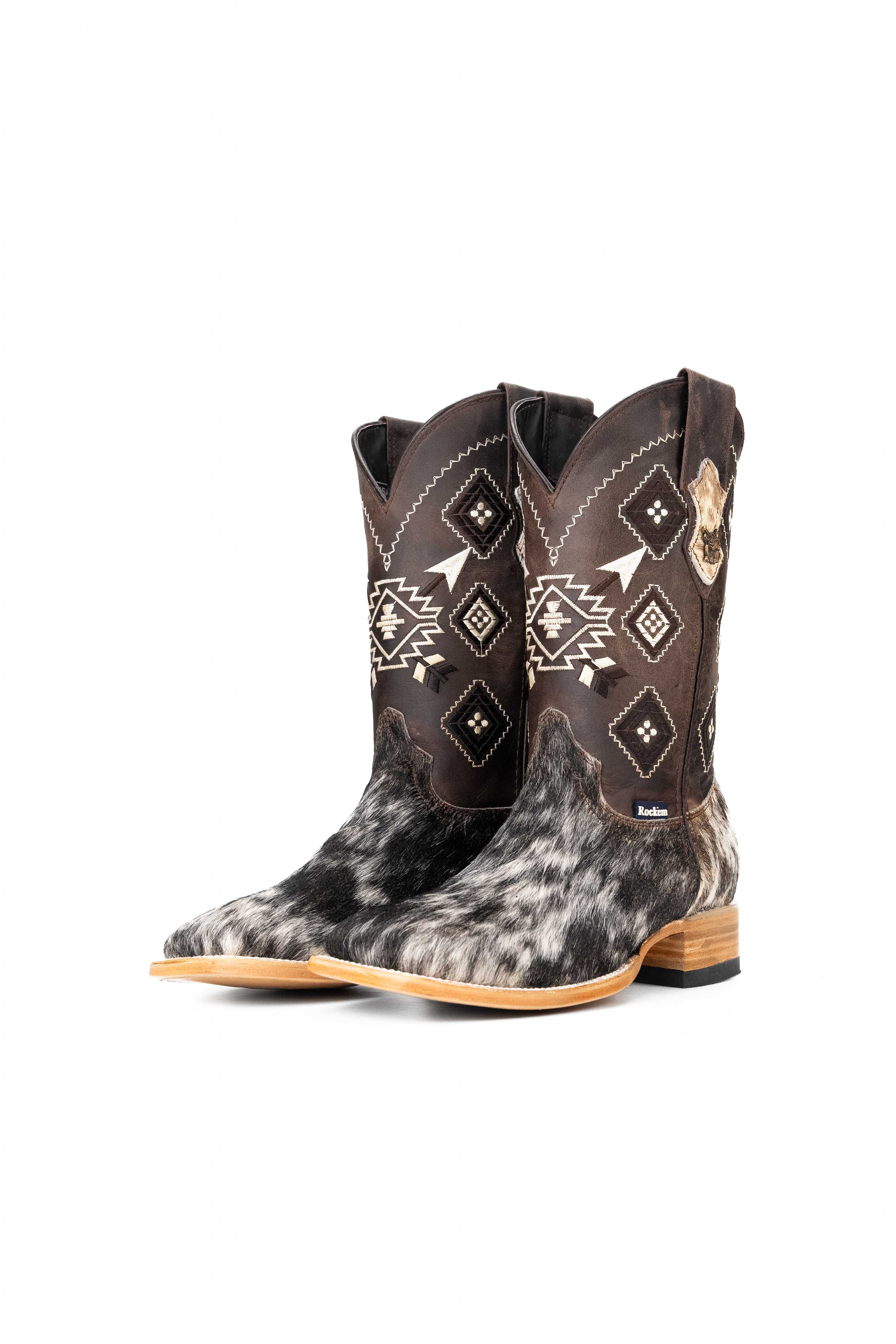 Authentic Men's Cowhide Square Toe Cowboy Boots - Size 8.5 (NM49) - Western Style, Durable & Comfortable for Rodeo, Country Dancing & Outdoor Adventures