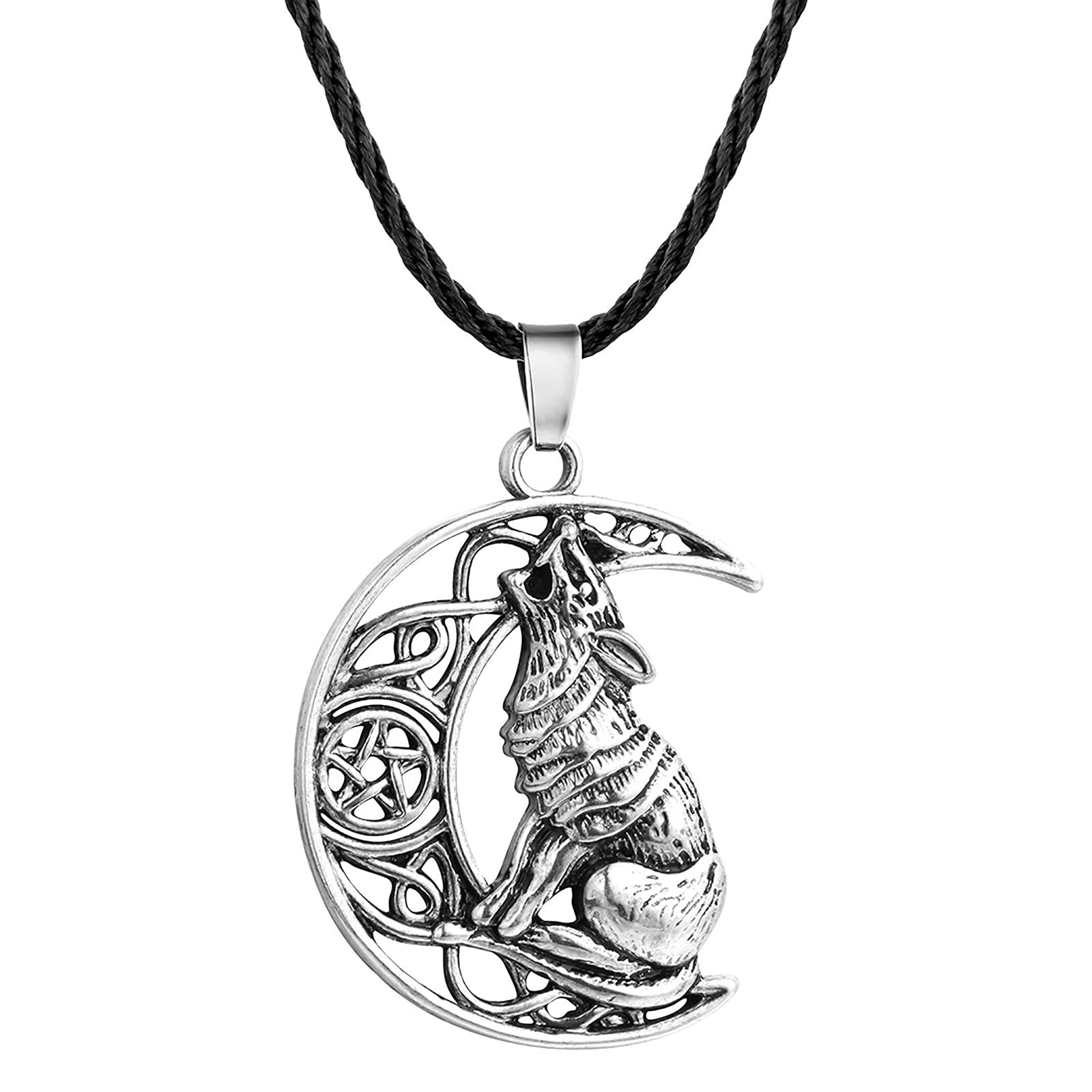 Elegant Women's Moon & Wolf Pendant Necklace - Adjustable Choker for Women & Men - Perfect for Casual Wear, Parties & Gifts (One Size)