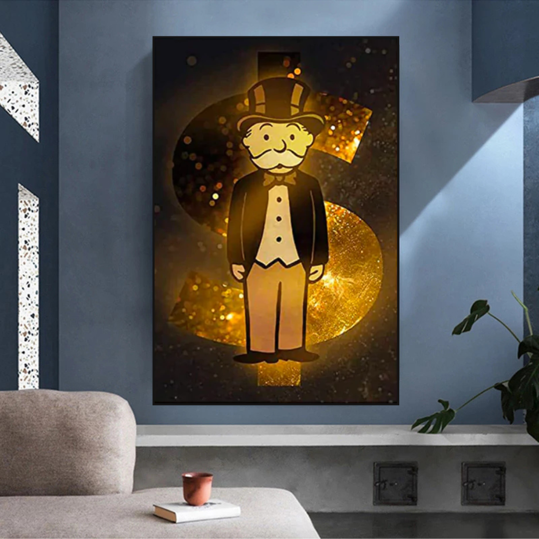 Alec Monopoly Man Gold Figurine - Unique Collectible Art Piece for Home Decor, Office Display & Pop Culture Enthusiasts