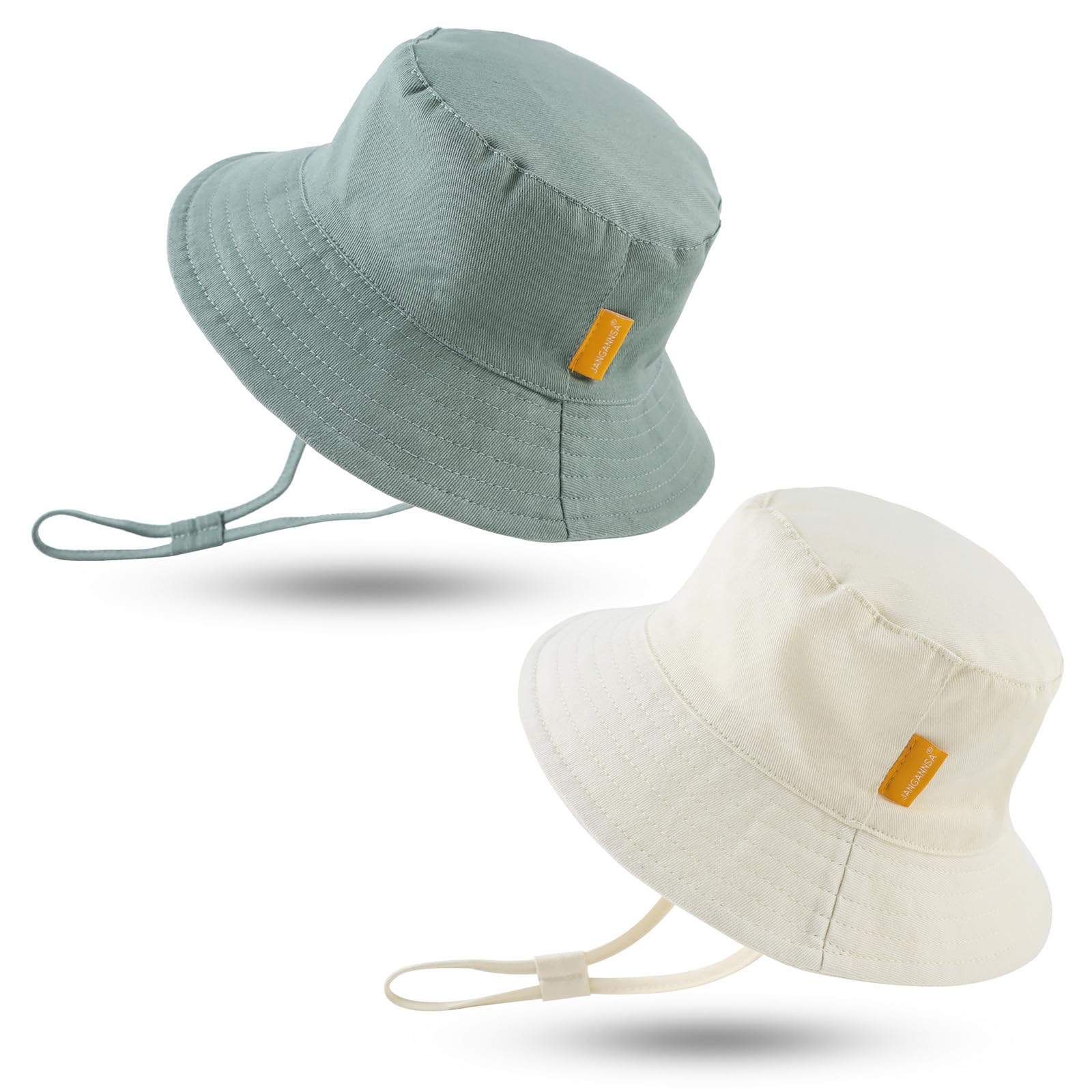 JANGANSA Cotton Baby Sun Hat for Boys & Girls - UPF 50+ UV Protection Bucket Hat for Toddlers & Infants - Summer Beach, Outdoor Play, and Travel Essential