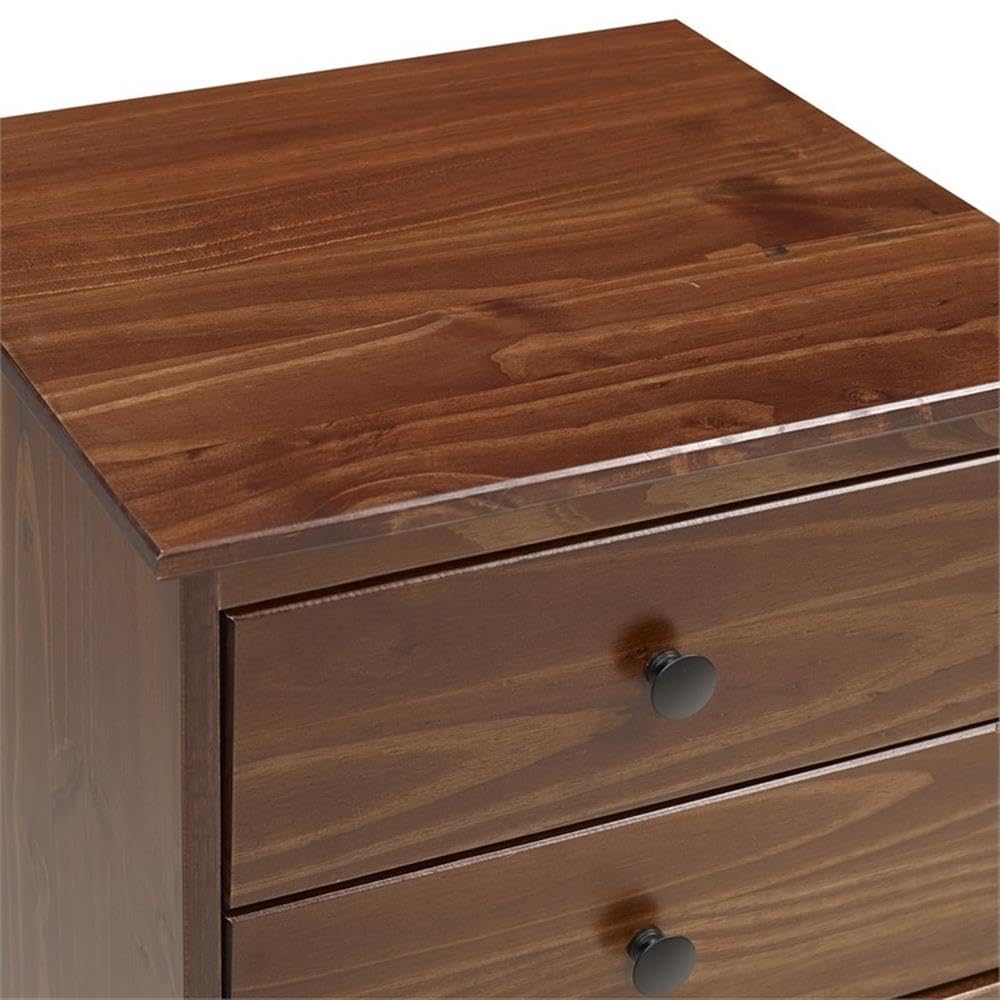 Pemberly Row Modern 3-Drawer Wood Nightstand - Walnut Finish Bedside Table for Bedroom, Living Room & Office - Compact Storage End Table with Smooth Gliding Drawers