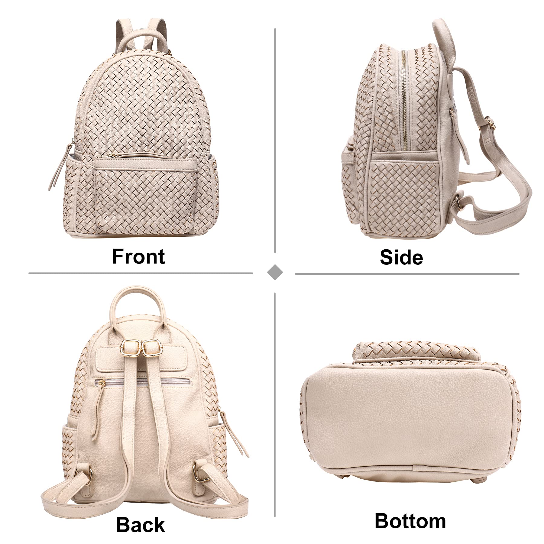 Stylish Woven Backpack for Women - Trendy Large Beige Daypack Purse, Fashionable Travel Backpack for Work, School & Vacation Outfits | Perfect for Commuting, College & Weekend Getaways