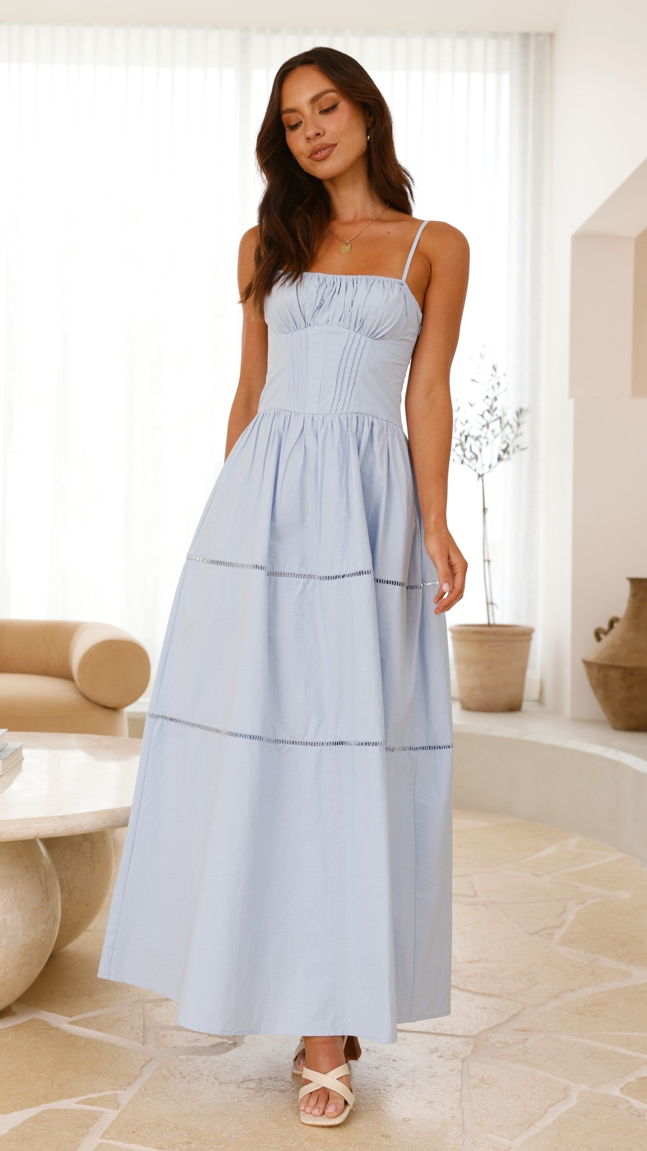 Isabella Maxi Dress for Women - Elegant Long Flowy Blue Summer Dress - Perfect for Beach, Vacation, and Casual Outings