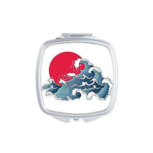 DIYthinker Japan Red Sun Sea Watercolor Double-Sided Compact Mirror - Portable Pocket Makeup Mirror for Travel, Purse & Everyday Use