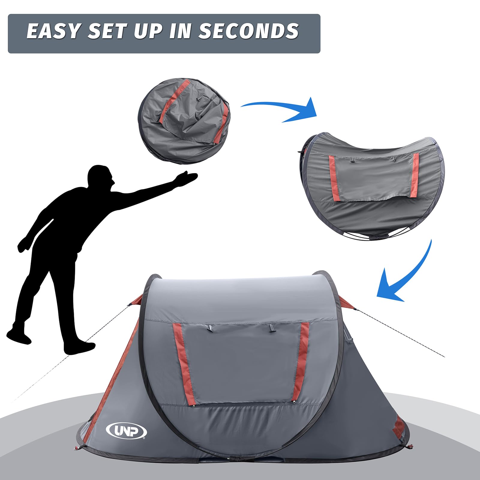 2-Person Pop-Up Tent - Instant Portable Camping & Beach Tent with 2 Doors - Lightweight & Easy Setup for Hiking, Travel, and Outdoor Adventures - Includes Carrying Bag - Perfect for Camping Trips, Beach Days, and Backpacking