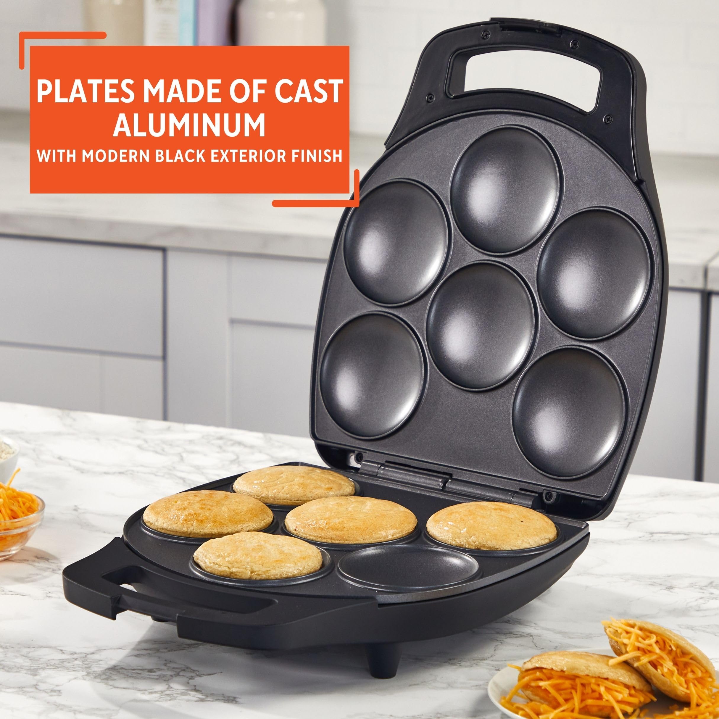 IMUSA 6-Slot Electric Arepa Maker with Adjustable Temperature Control - Matte Black - Perfect for Making Venezuelan & Colombian Arepas at Home