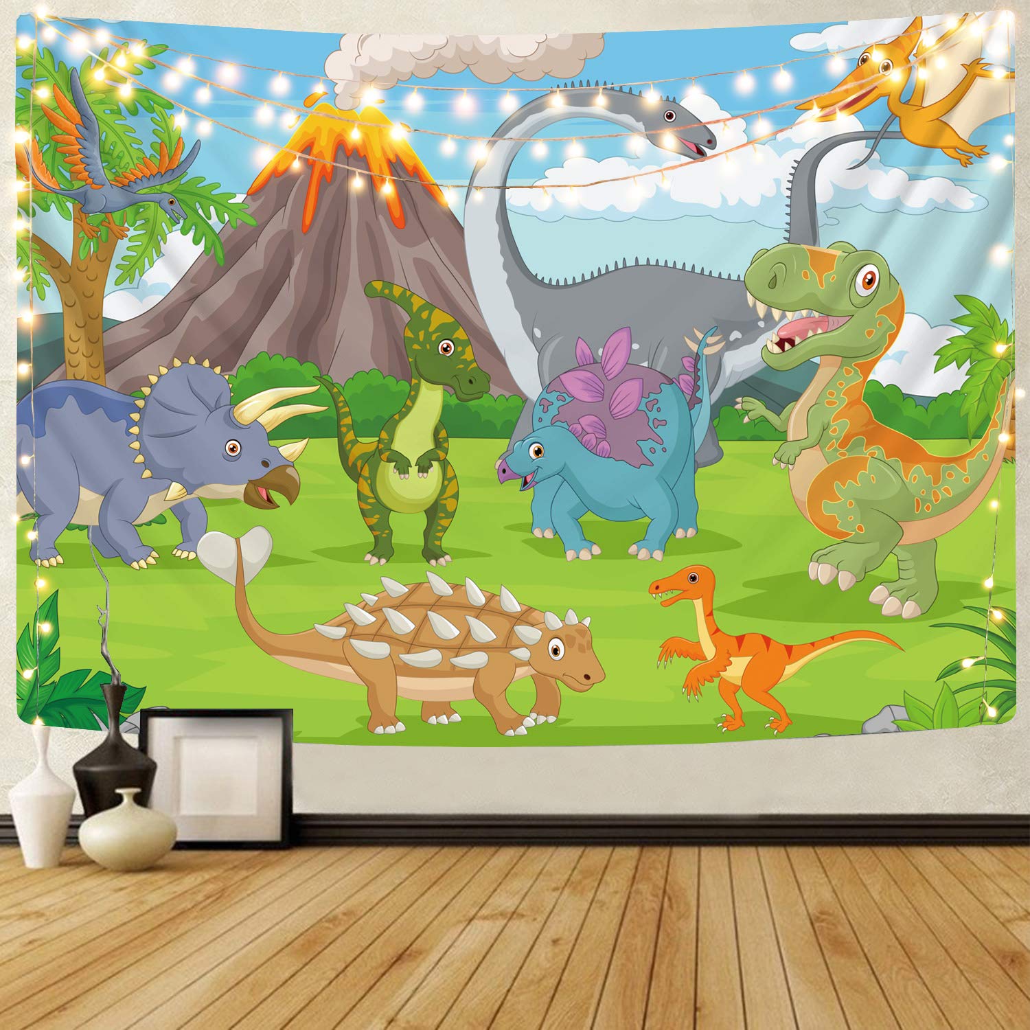 KYKU Cute Cartoon Dinosaur Tapestry Wall Hanging - Colorful Animal Art for Boys & Girls Bedroom Decor - 51.2