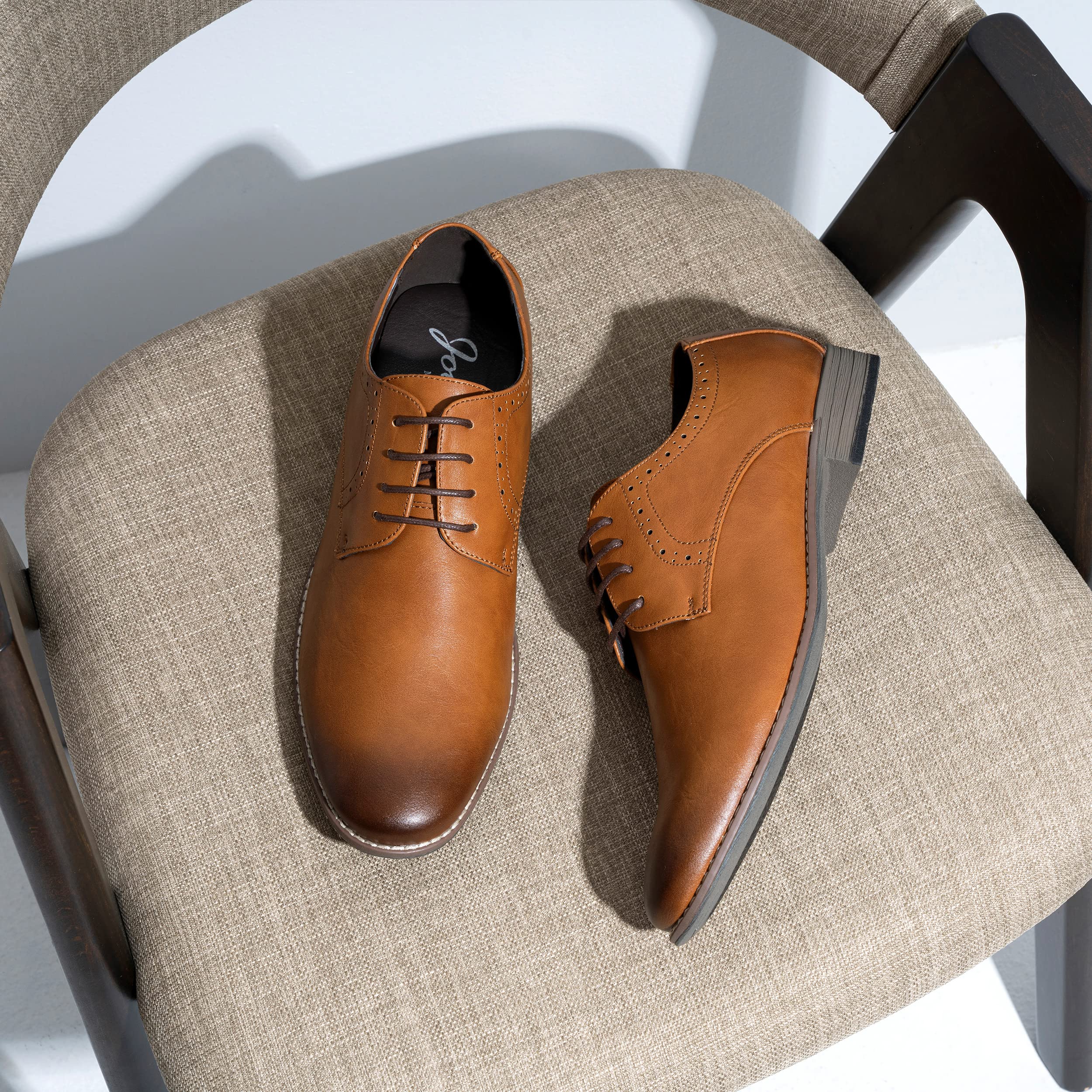 Jousen Men's Oxford Plain Toe Dress Shoes - Classic Formal Derby Shoes for Business, Wedding & Office Wear - Comfortable Leather Dress Shoes for Men
