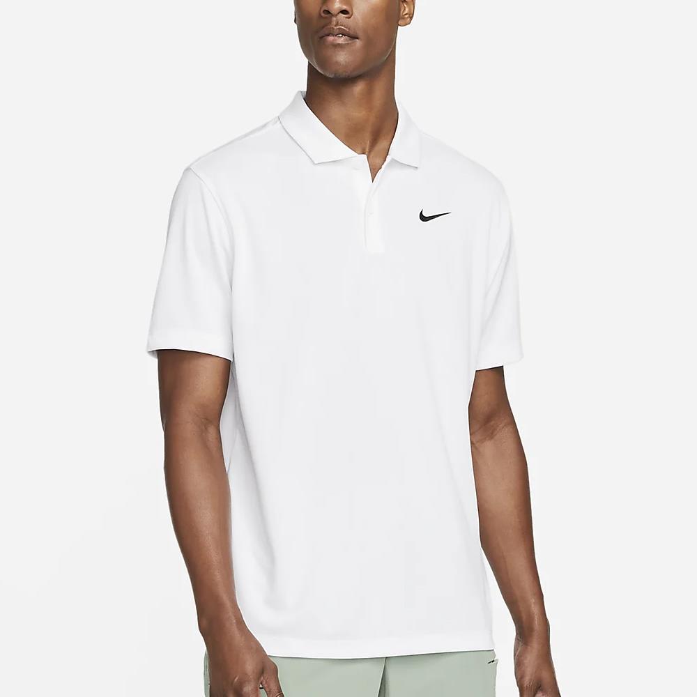 Nike Men's Dri-FIT Solid Performance Polo Shirt - Moisture Wicking, Breathable Fabric for Golf, Tennis & Casual Wear - White/Black