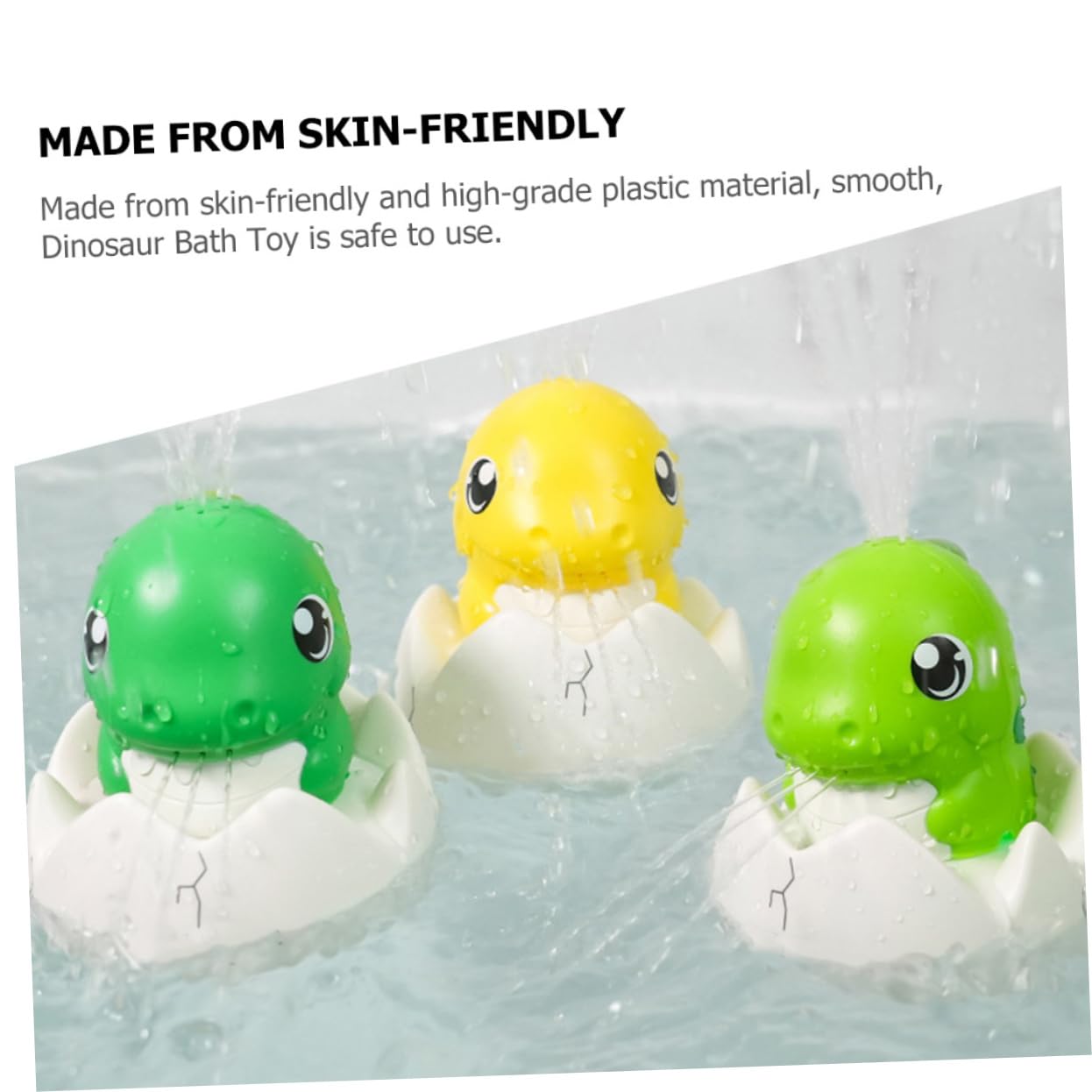 HEMOTON 2-Pack Dinosaur Bath Toys for Kids - Light Green Plastic Bathtub Spray Toys for Toddlers | Fun Bath Time Play for Boys & Girls, Water Squirters for Pool & Beach Play