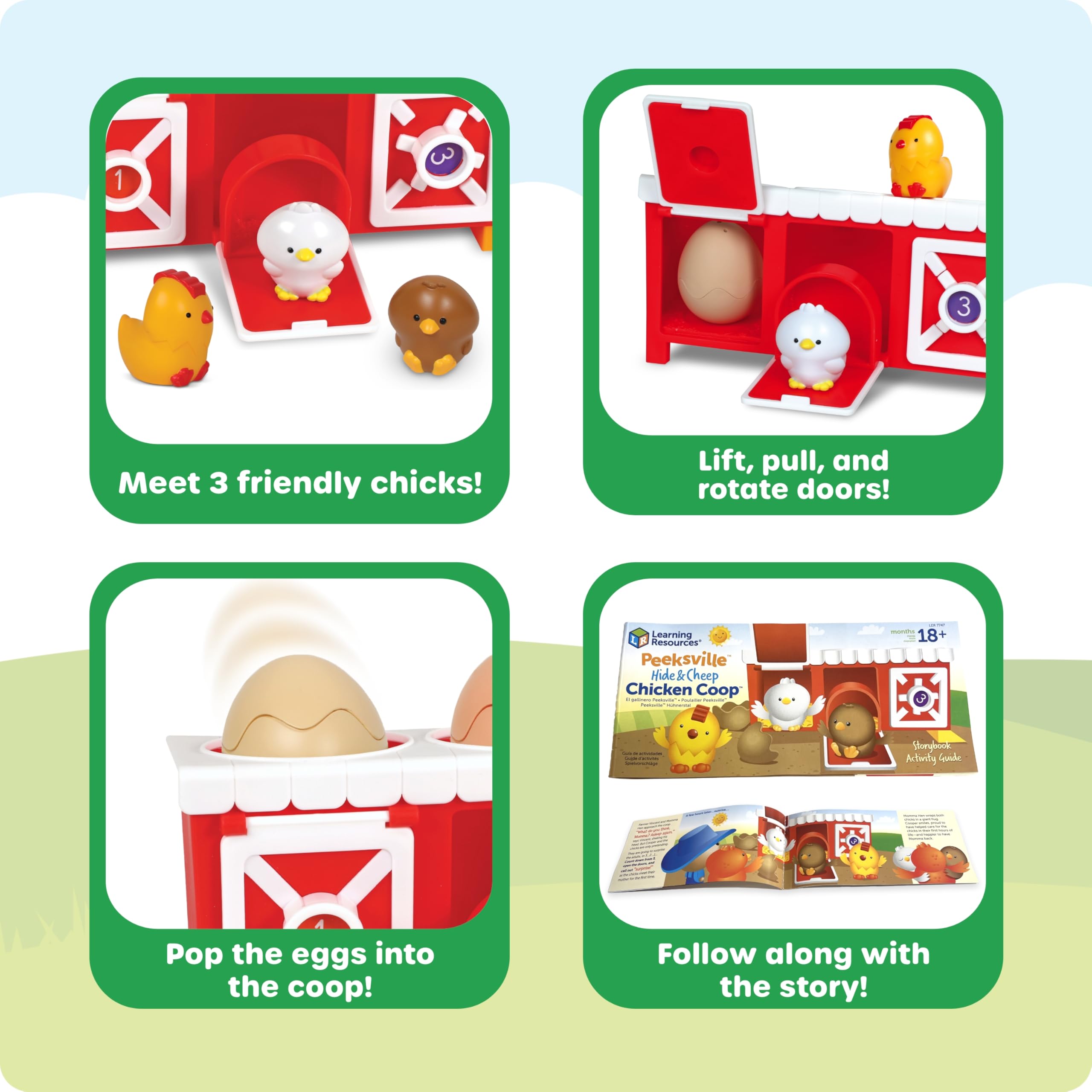 Learning Resources Peeksville Hide & Cheep Chicken Coop - Interactive Farm Animal Playset with Barn & Sensory Toys for Toddlers | Peekaboo Learning Game, Preschool Manipulatives & Easter Gift for Kids | Perfect for Farm-Themed Playtime & Early Childhood Development