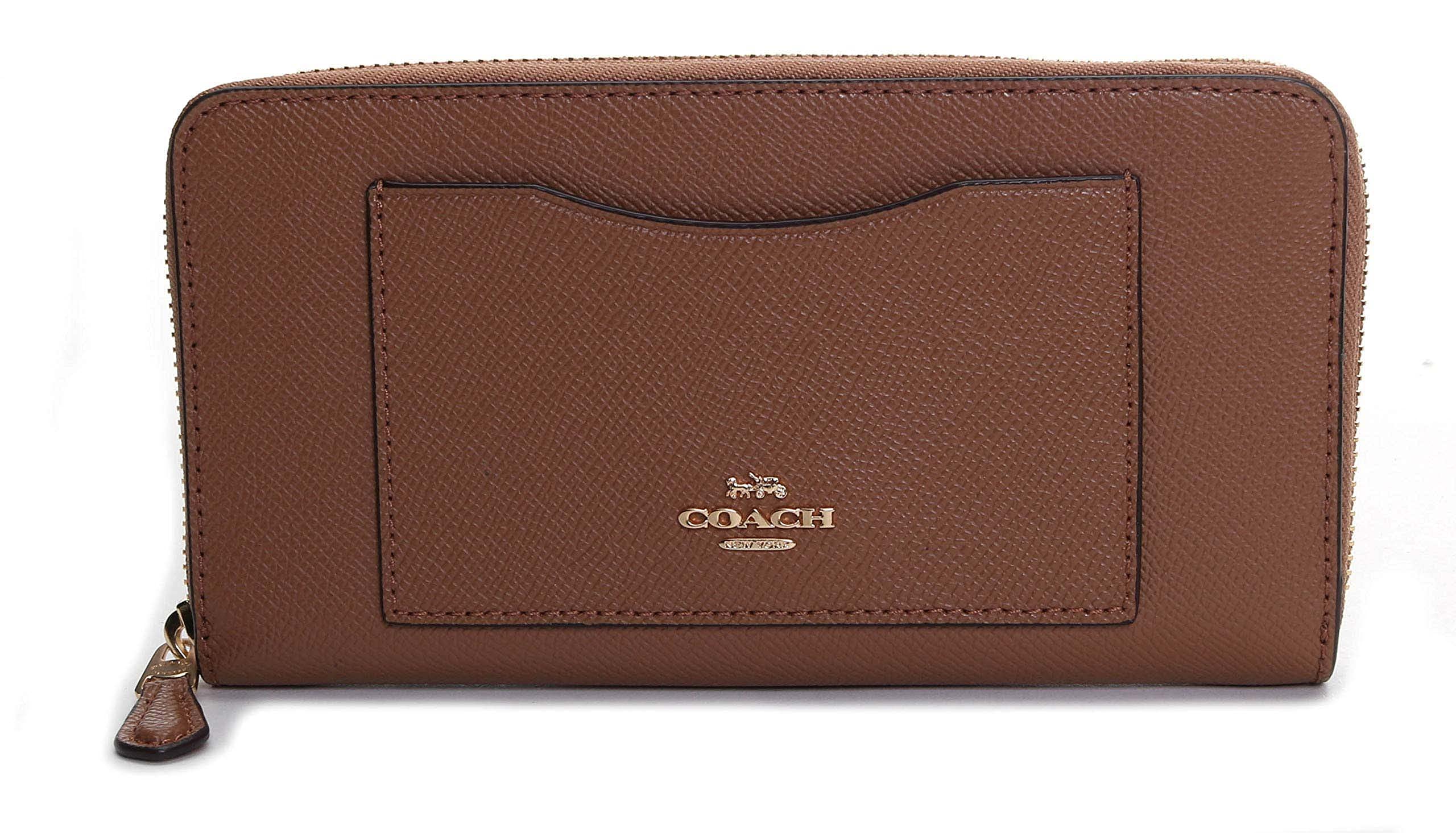 Coach Women's Crossgrain Leather Accordion Zip Wallet - Stylish & Durable Designer Wallet for Credit Cards, Cash & ID - Perfect for Everyday Use, Travel & Gifts