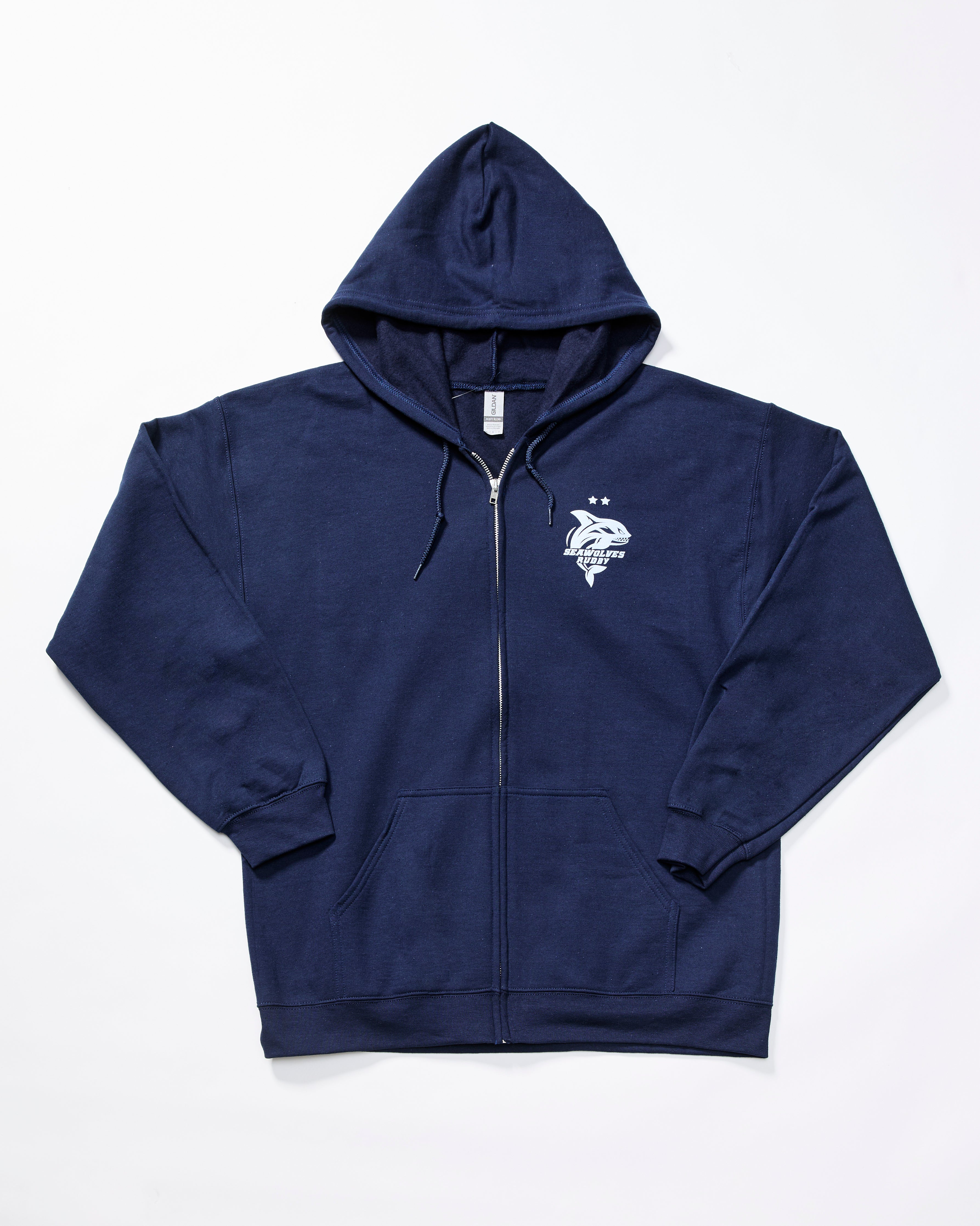 Seawolves Rugby Navy Blue Full Zip Hoodie Sweatshirt - Men's Athletic Pullover for Training, Games & Casual Wear