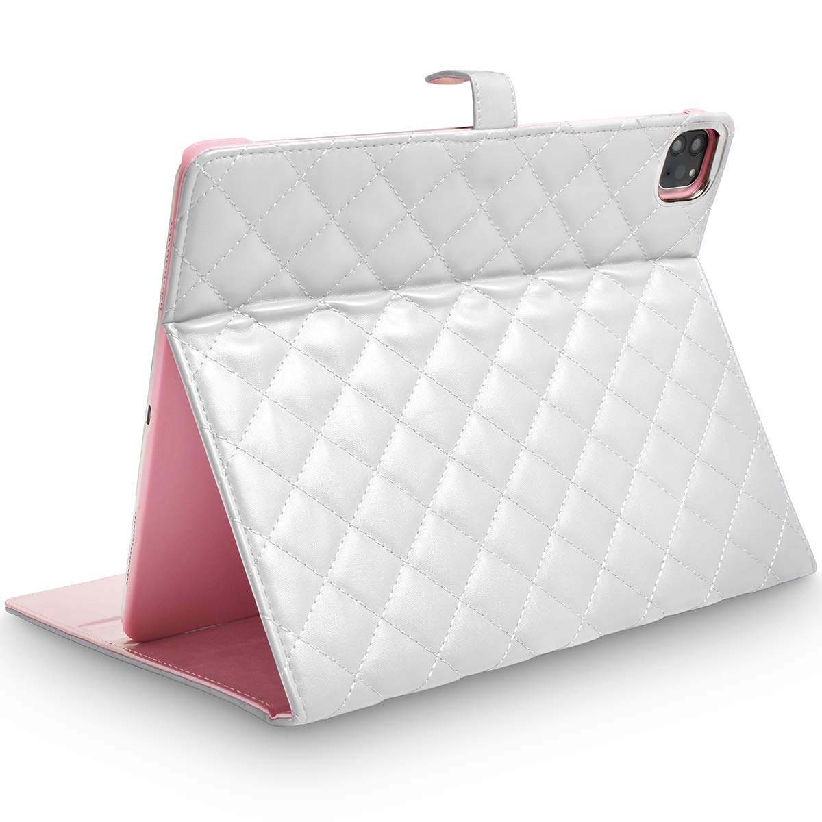 Topwin Bling Diamond PU Leather Case for iPad Air 11-inch (M2/5th/4th Gen) & iPad Pro 11-inch - Cute Protective Cover with Auto Sleep/Wake (White) | Perfect for Work, School & Travel Accessories