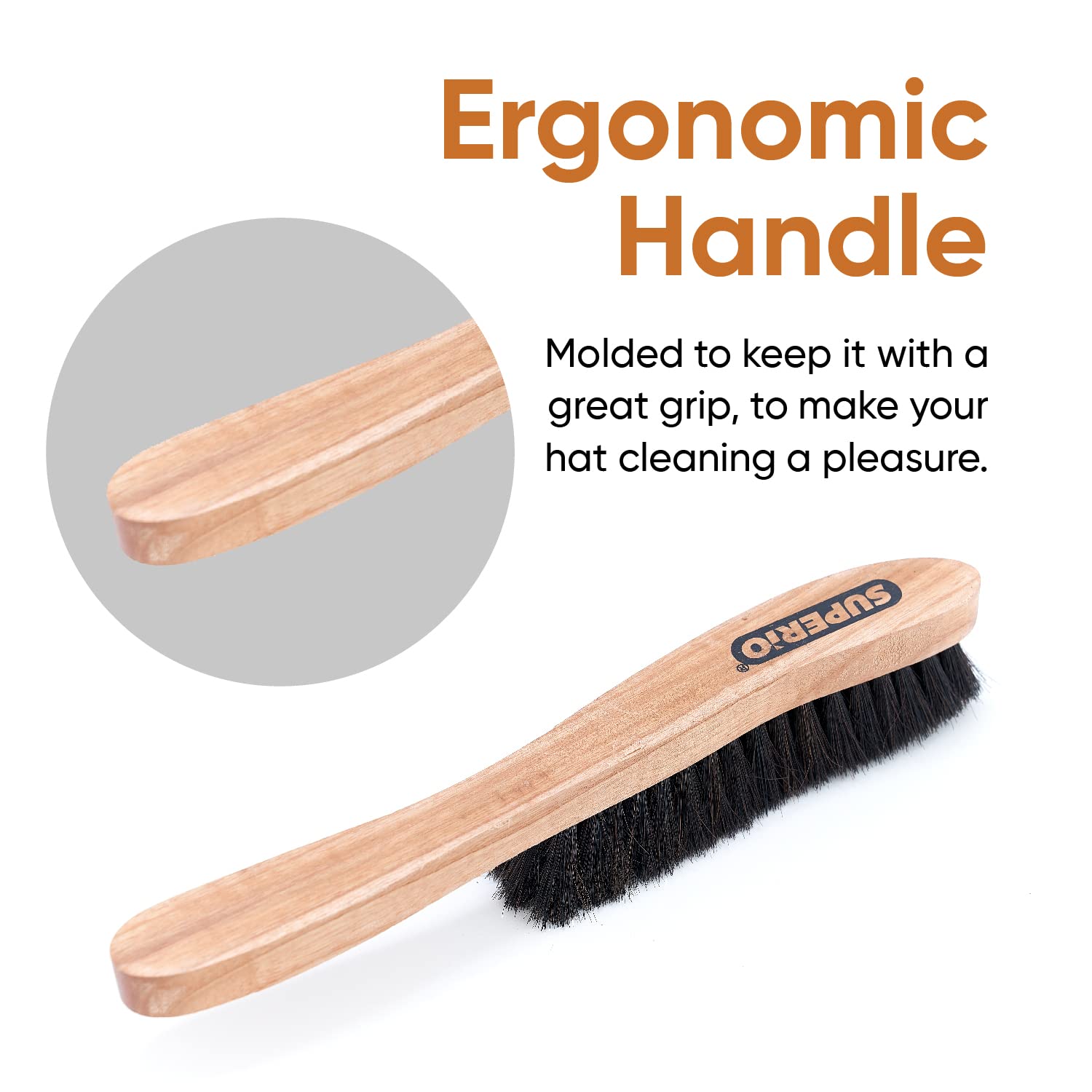 Premium Horsehair Hat Brush - Soft Bristle Cleaning Brush for Baseball Caps, Cowboy Hats, Shoes & Clothes | Durable Wooden Handle Dust & Lint Remover | Perfect for Hat Care, Wardrobe Maintenance & Home Cleaning