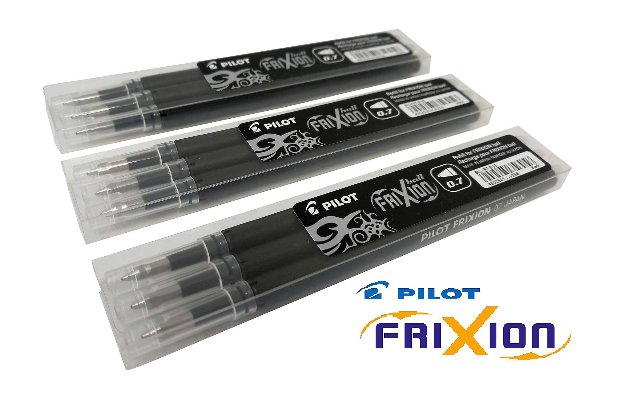Pilot Frixion Erasable Pen Refills - 9 Pack Black Gel Ink Fine Point 0.7mm - Perfect for Note Taking, Planning & School Work