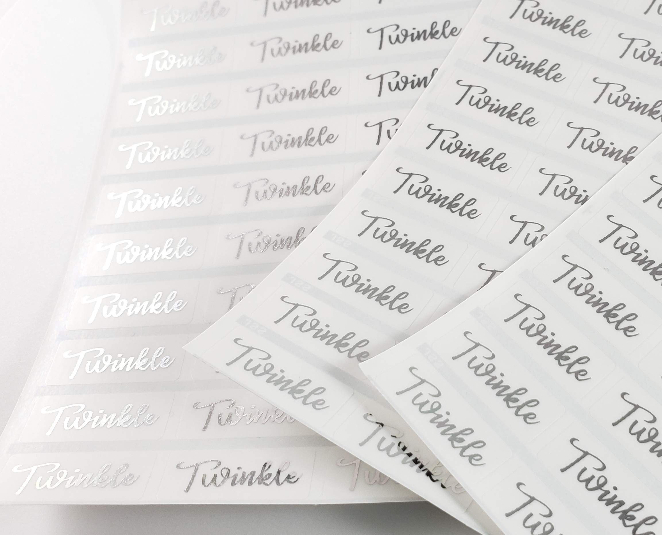 144 Small Silver Ink Clear Transparent Name Stickers - Customized Waterproof Labels for Daycare, Kids, School Supplies & Organization - Perfect for Lunchboxes, Bottles, Books & Toys