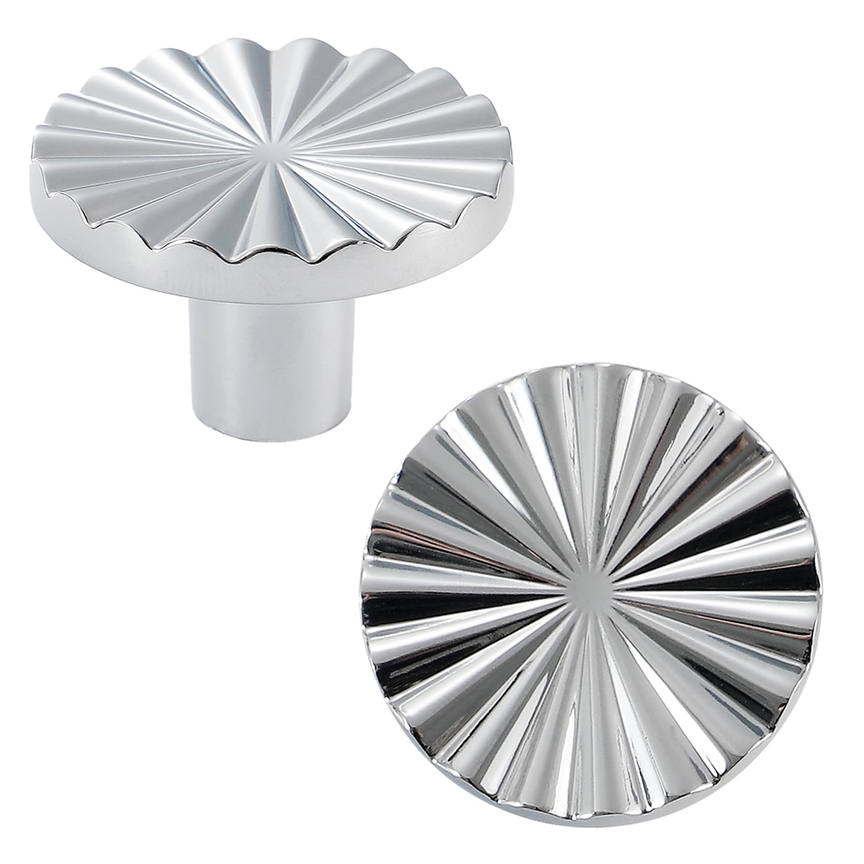 Vintage Chrome Cabinet Knobs - 6 Pack Kitchen Cabinet Pulls & Drawer Handles for Cupboard, Dresser (Single Hole, Chrome Finish) - Perfect for Kitchen Remodel, Bathroom Upgrade & Furniture Restoration