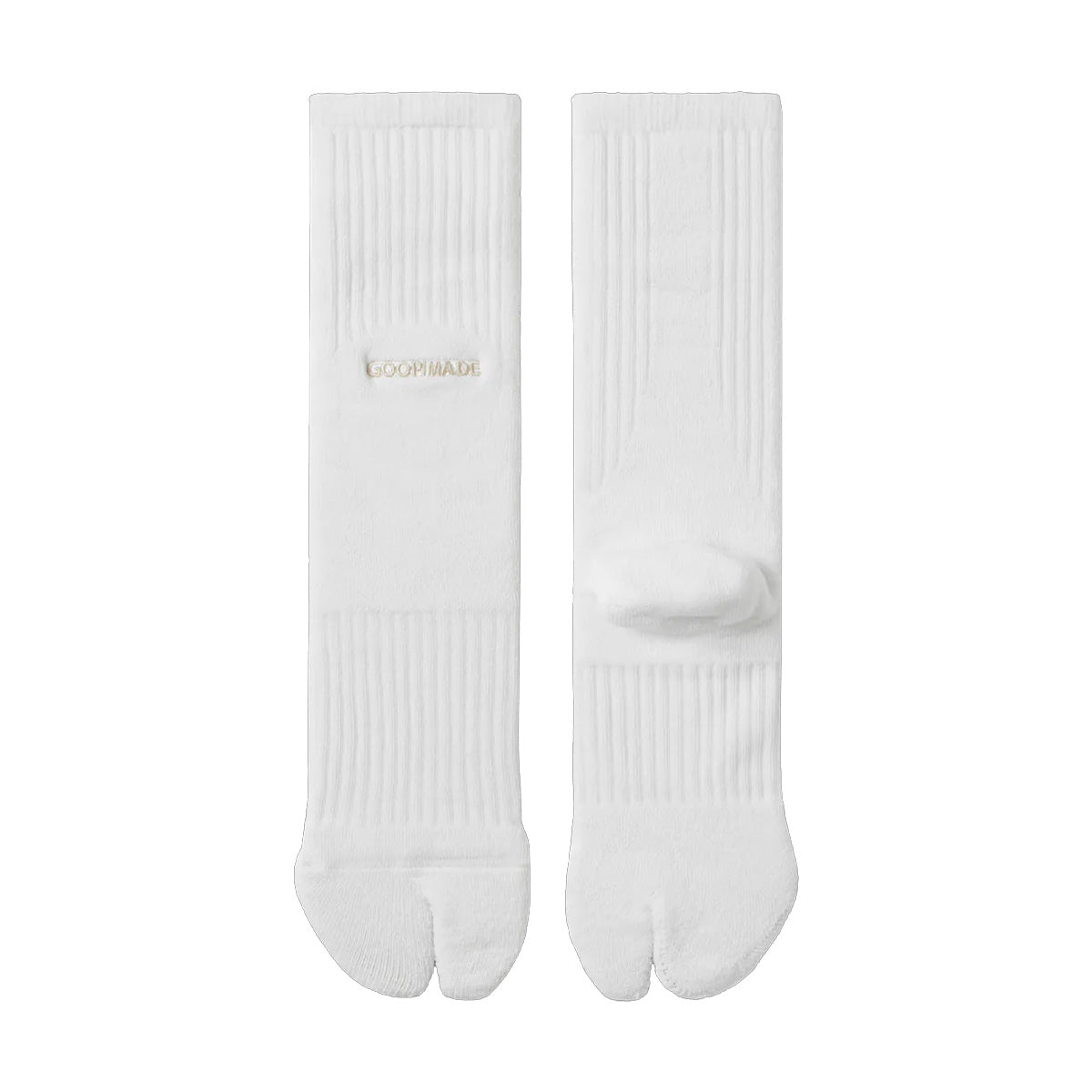 GSP 01 Logo Tabi Socks - White Split-Toe Socks for Cosplay, Martial Arts & Japanese Fashion - Comfortable Cotton Blend for Indoor/Outdoor Wear