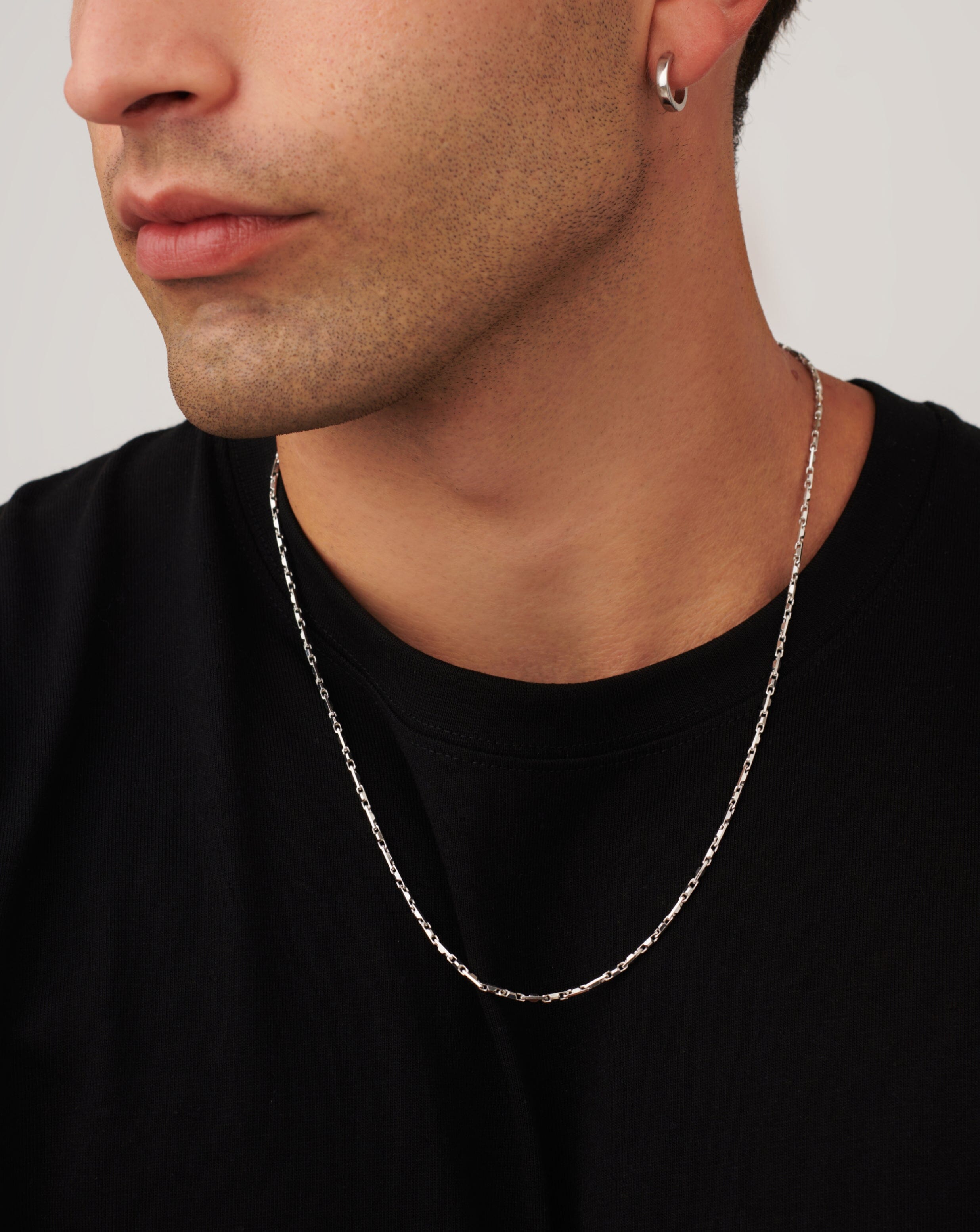 Men's Sterling Silver Interlocking Link Chain Necklace - Durable & Stylish Jewelry for Everyday Wear, Gifts & Special Occasions