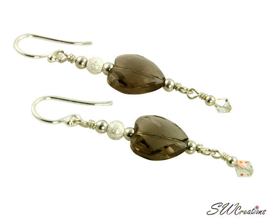 Topaz Heart Quartz Crystal Earrings - Elegant Dangle Earrings for Women | Perfect for Valentine's Day Gifts, Weddings & Special Occasions