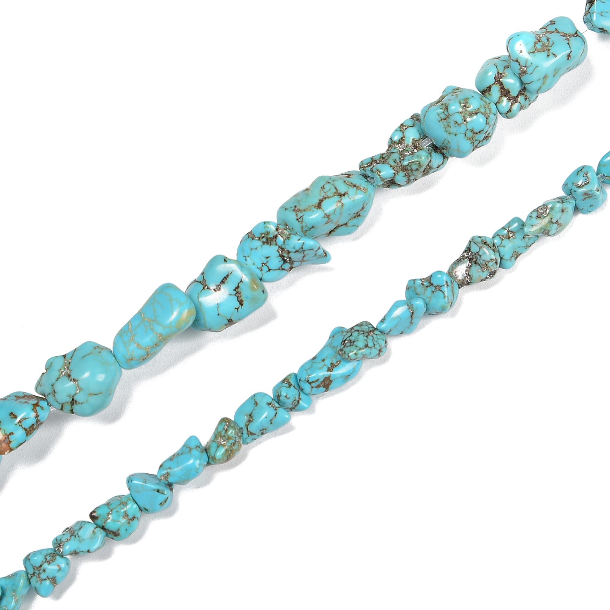 JM Design Blue Turquoise Nugget Chunk Beads 5-8mm Size - 15.5 Inch Strand for DIY Jewelry Making, Bracelets, Necklaces & Craft Projects - Natural Stone Beads for Boho Style Accessories