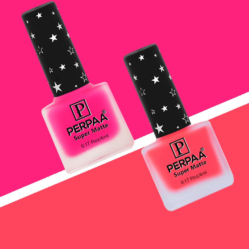 PERPAA® Super Matte Nail Polish - Non-Toxic, Long Lasting, Chip Resistant, Quick Dry & Cruelty-Free Nail Enamel (Pack of 2) - Pink & Magenta Shades for Everyday Wear, Parties & Special Occasions