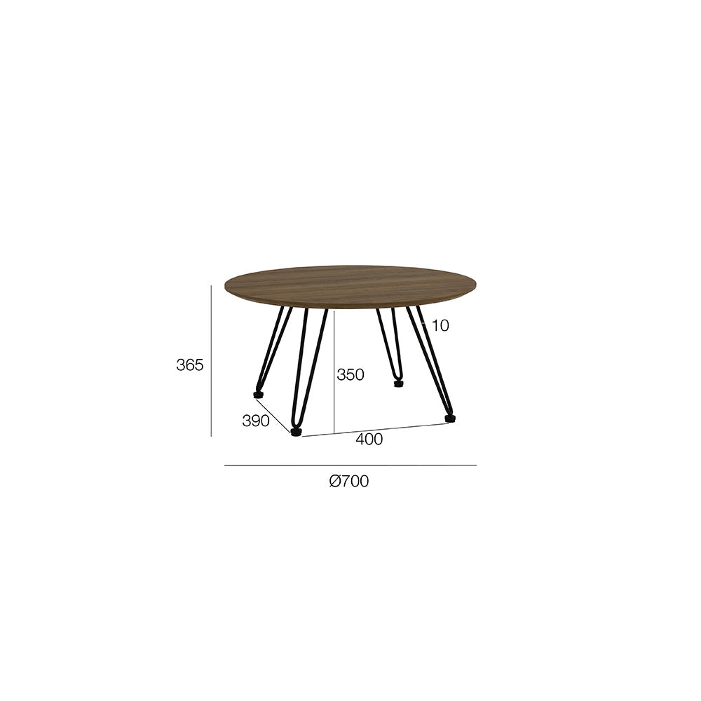 Round Coffee Table 70cm - Solid Walnut Wood Modern Living Room Center Table for Home Decor & Small Space Furniture