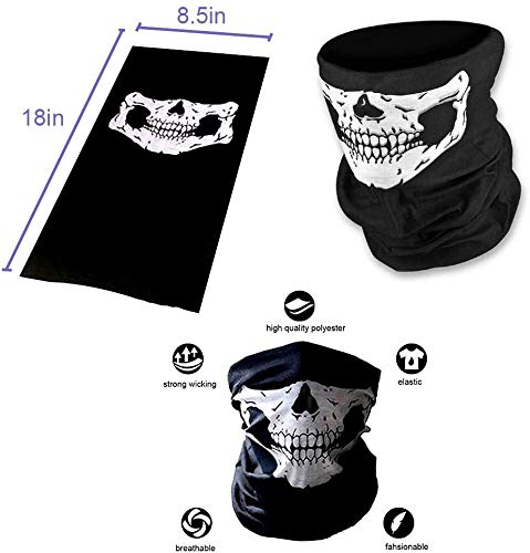 Skull Skeleton Face Mask - Breathable Motorcycle Bandana & Seamless Scarf for Bikers, Outdoor Sports & Halloween Costume Accessories