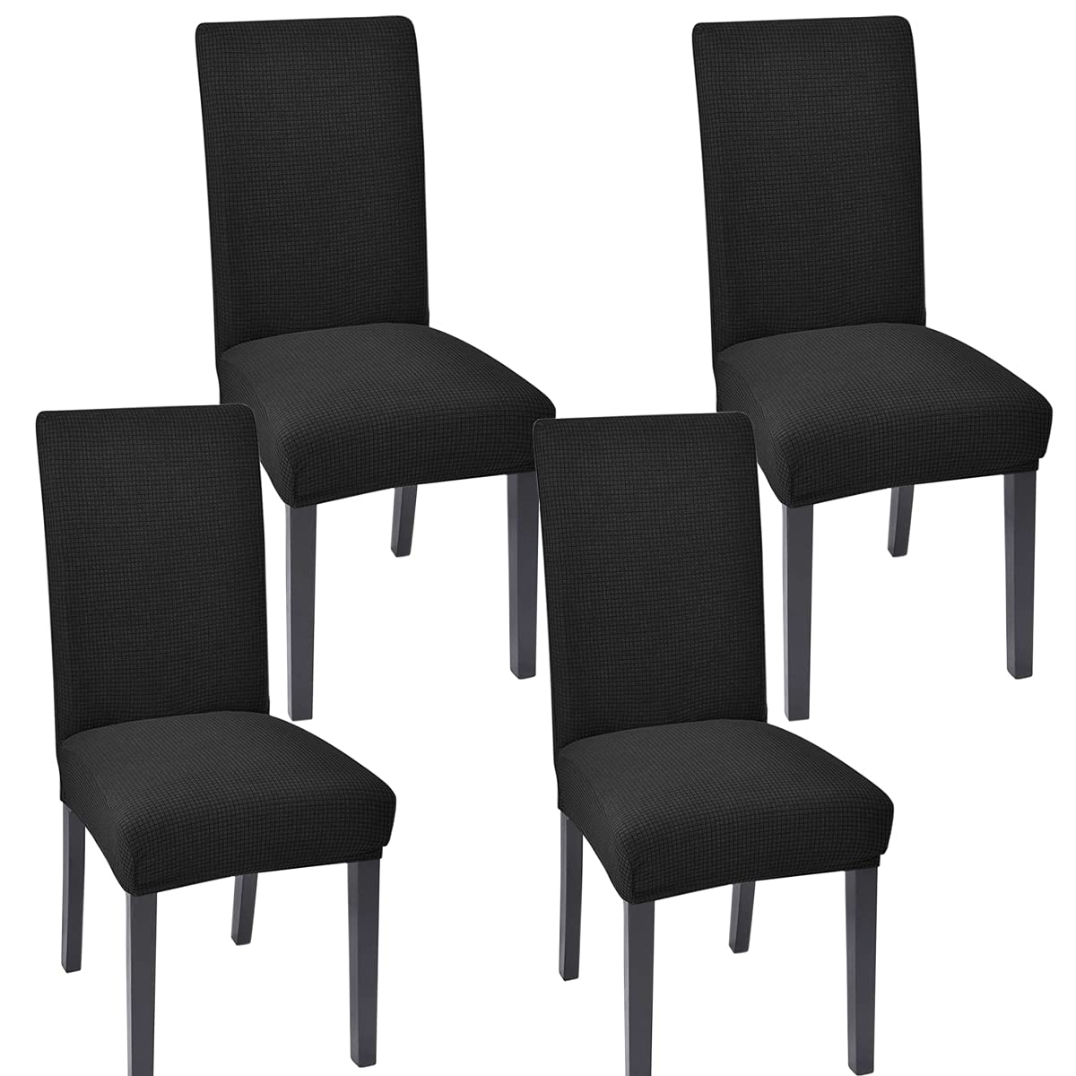 4-Pack Black Dining Chair Covers - Stretchable Slipcovers for Parsons Chairs, Kitchen & Dining Room Seat Protectors - Perfect for Home, Restaurant, and Party Decor