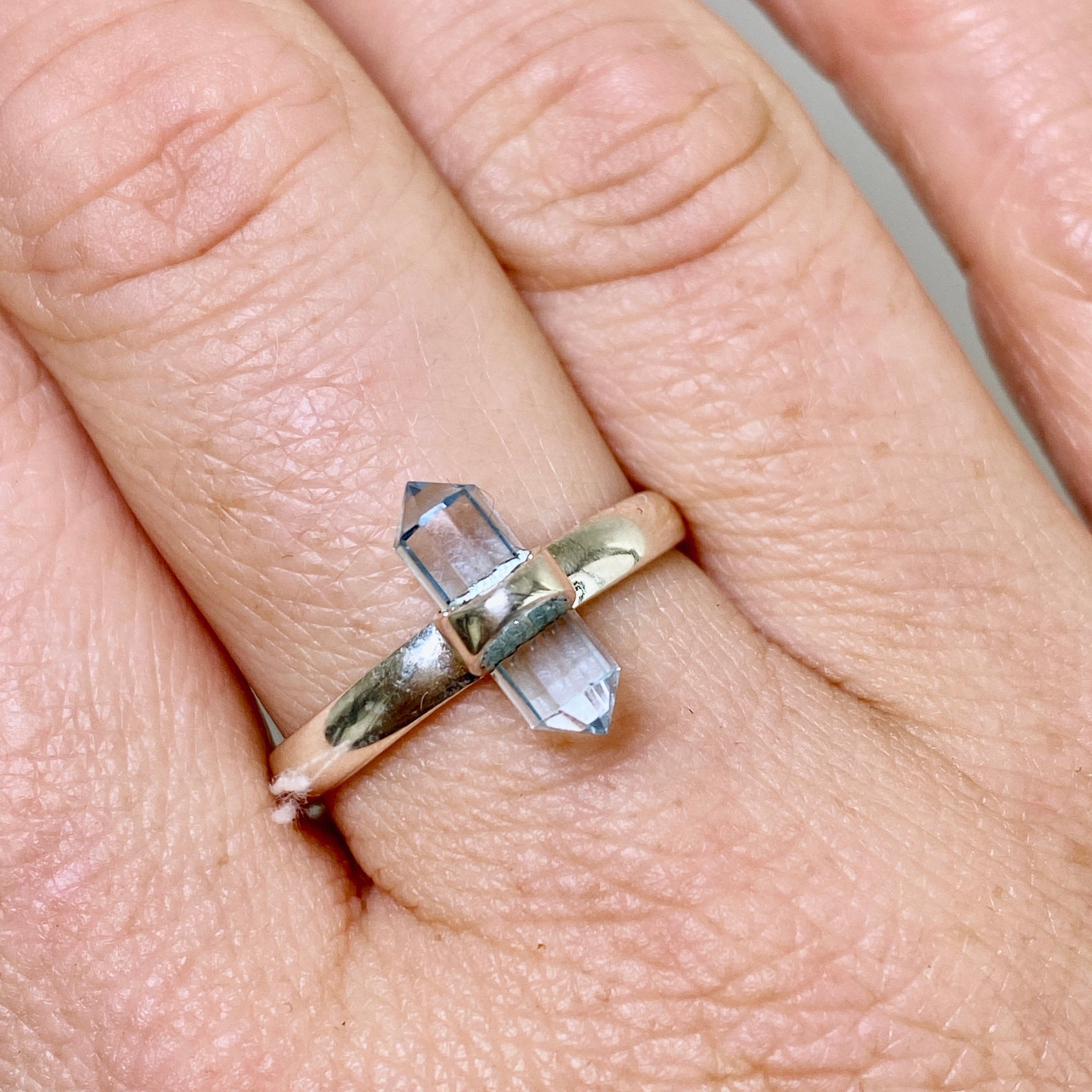 Blue Topaz Double Point Ring RRR 26 - Elegant Sterling Silver Jewelry for Women, Perfect for Weddings, Anniversaries & Special Occasions