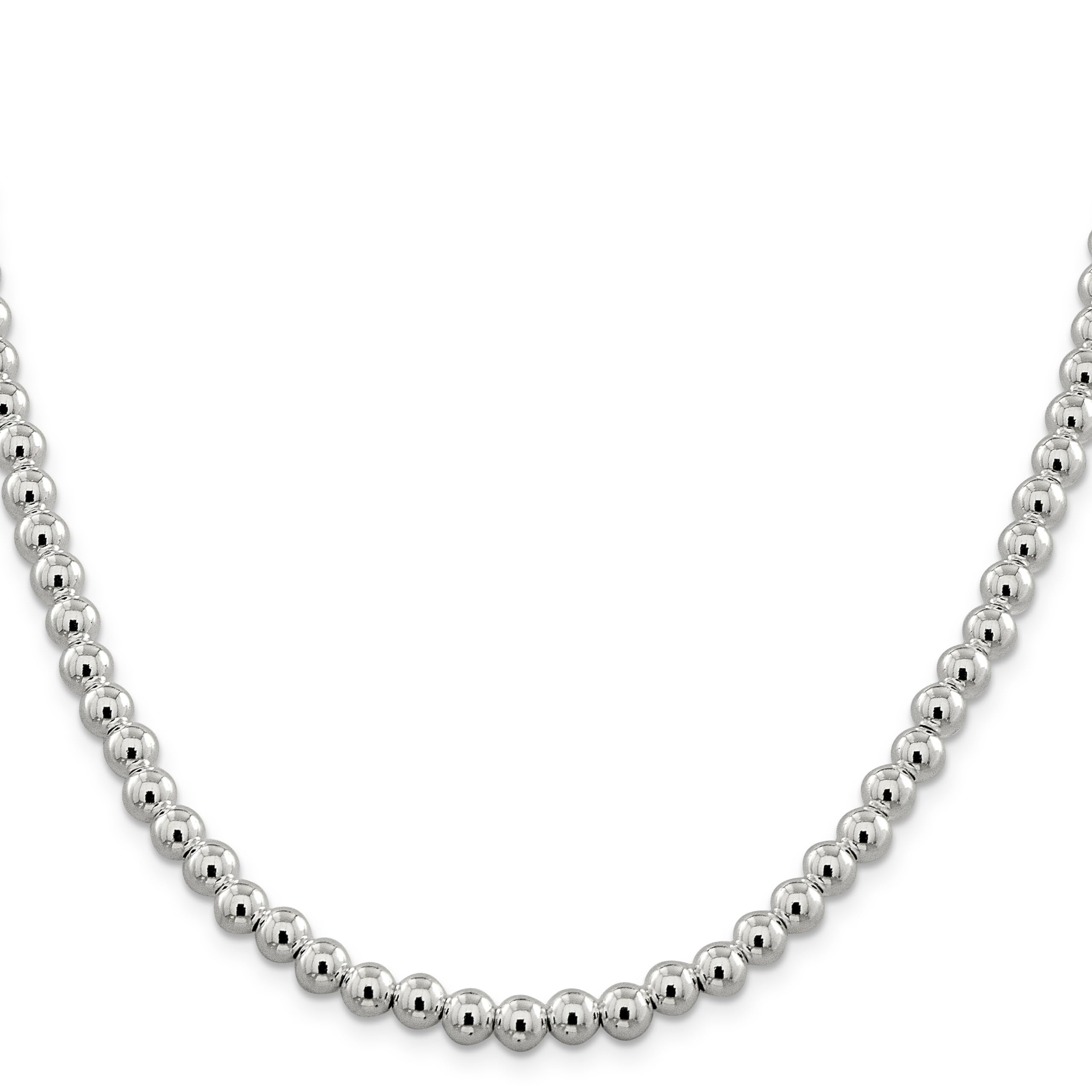 6.1mm Sterling Silver Beads on Box Chain Necklace - Elegant Jewelry for Women, Perfect for Daily Wear, Parties & Gifts