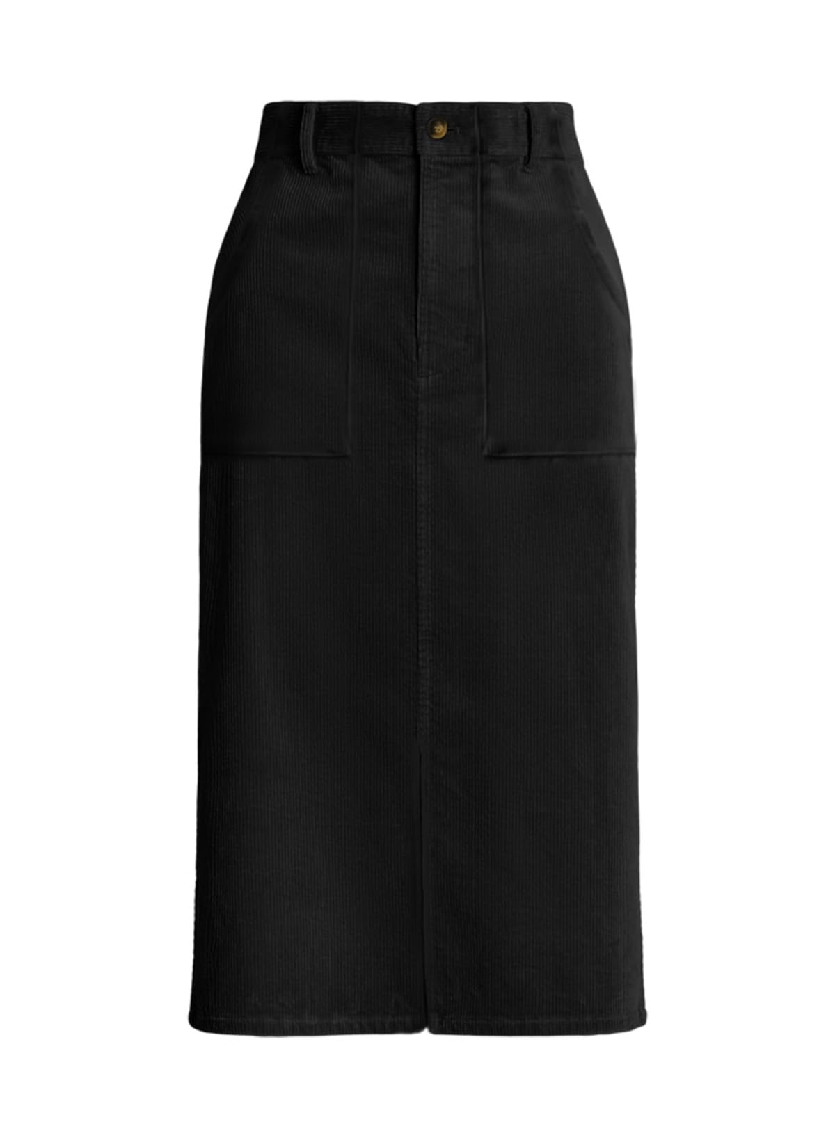 Happy Sailed Women's High Waist Split A-Line Corduroy Skirt - Casual Midi Skirt with Pockets for Work, Date & Fall Outfits