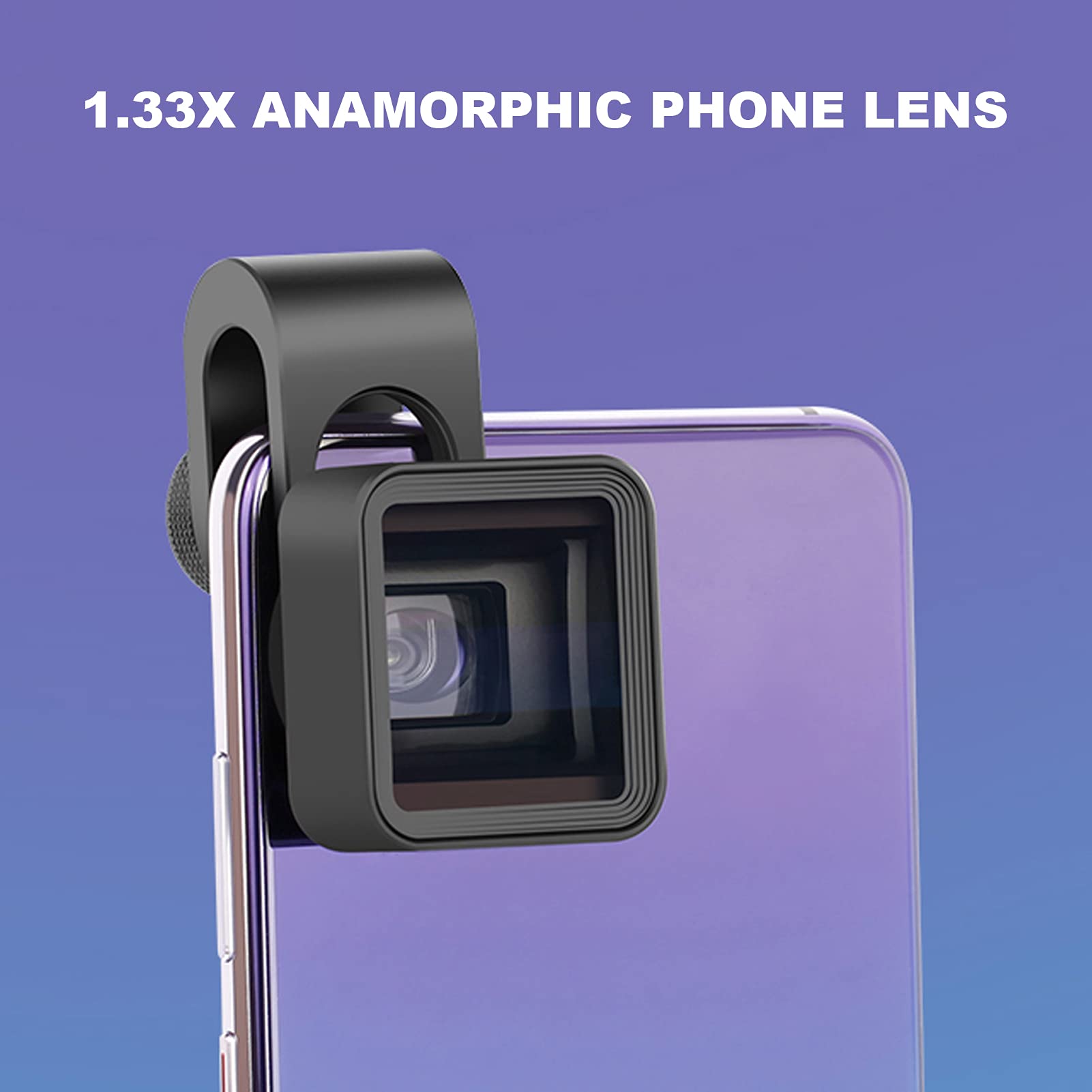 1.33X Anamorphic Lens for iPhone & Android - Universal Wide Screen Filmmaking Lens for Cinematic Video Creation - Perfect for Vlogging, Travel Videos and Professional Mobile Filmmaking