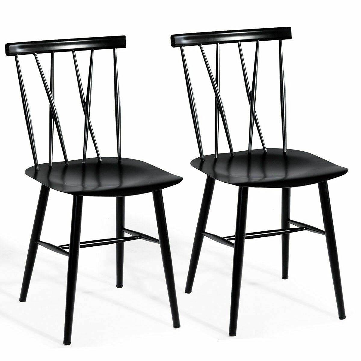 2 Cross Back Dining Chairs - Armless Bistro Set for Kitchen & Cafe