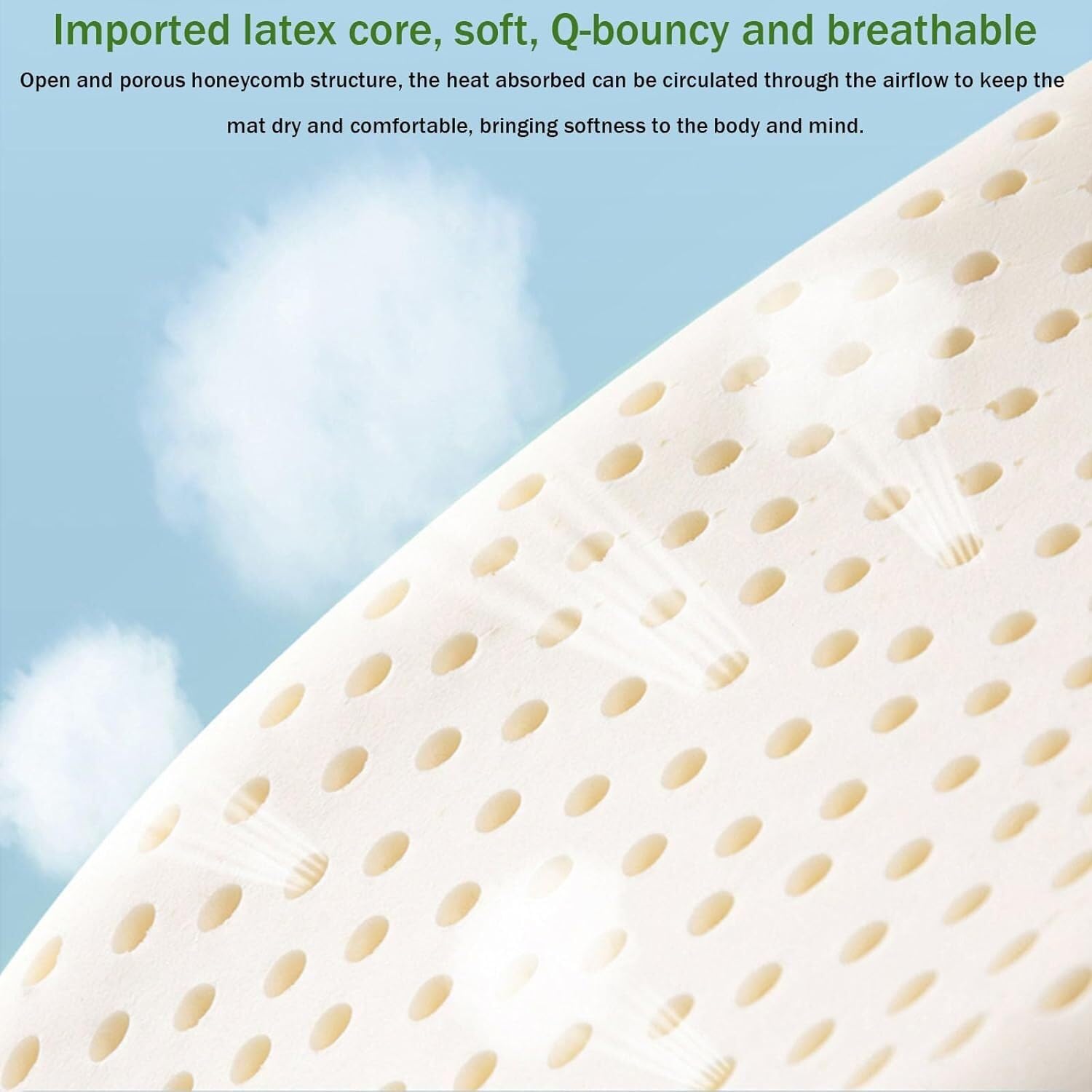 Breathable Anti-Fade Natural Latex Mattress with Cooling Icy Bed Cover - Queen Size (180x200cm) for Summer Comfort - Perfect for Hot Sleepers & Allergy Relief